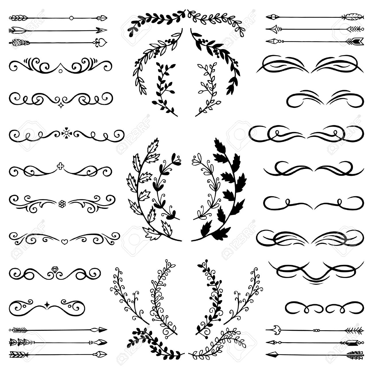 Download Svg Swirls Dividers Arrows Decorative Black Hand Sketched Rustic Floral Doodle Corners Design Elements Scrolls Hand Drawing Branches Art Collectibles Digital Colonialgolfhart Com