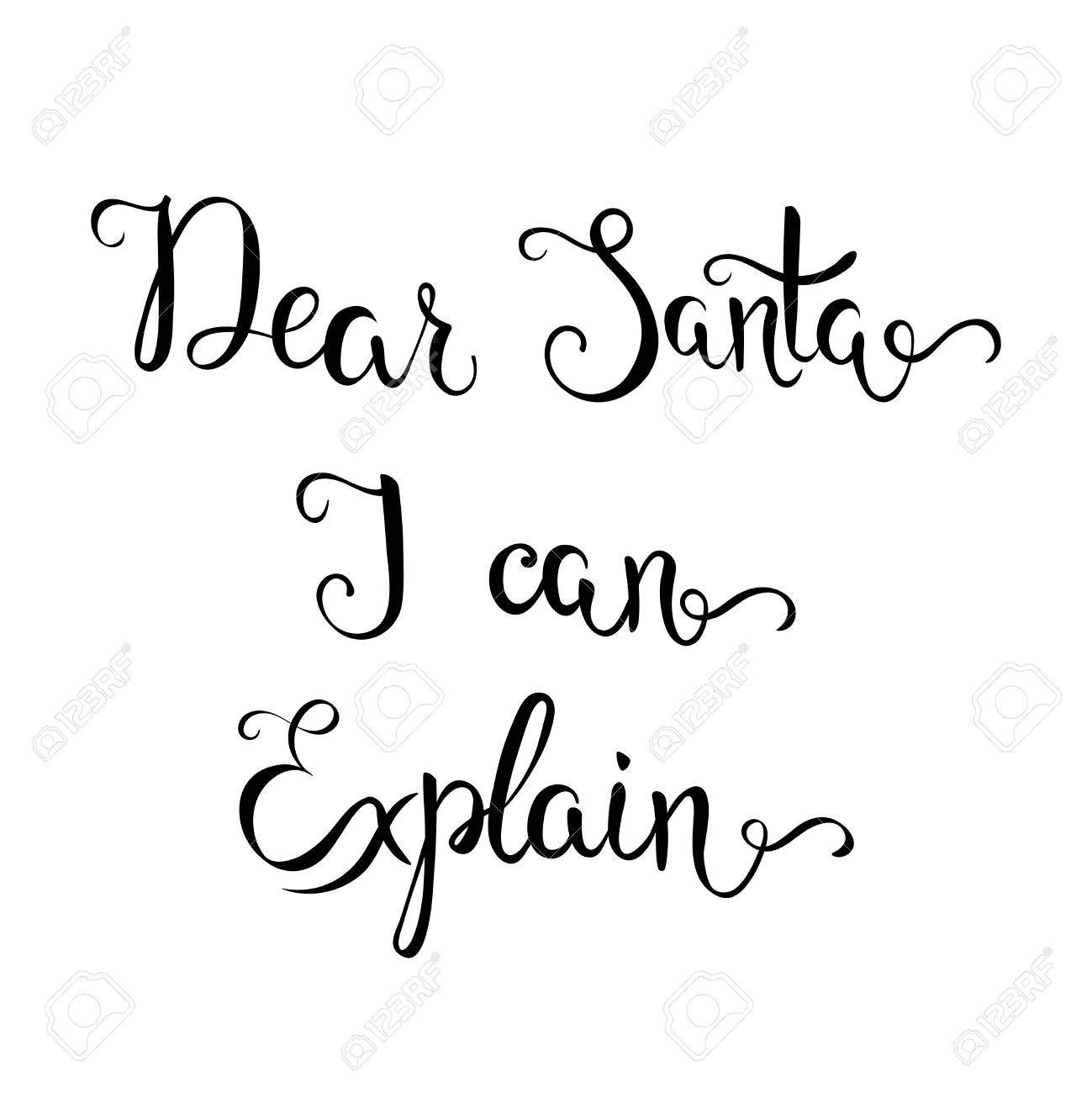Cher Pere Noel Je Peux Expliquer Hand Lettrage Citation Isole Sur Un Fond Blanc Pour Cartes De Noel Des Affiches Des Lettres Au Pere Noel Clip Art Libres De Droits Vecteurs Et