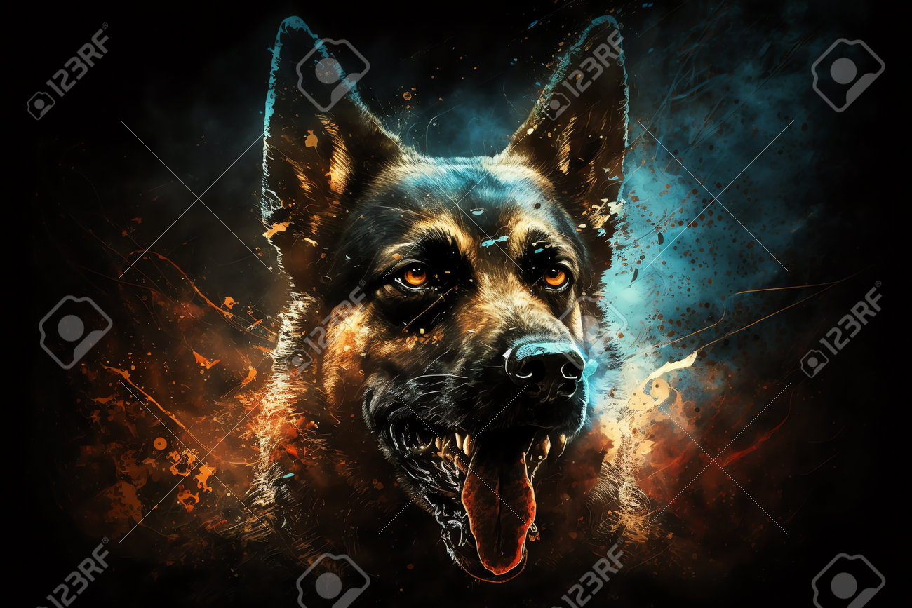Angry Dog On Dark Background. Aggressive Dog Barking Close Up. Generative  AI. Stock Photo, Picture and Royalty Free Image. Image 206487788., image size:1300x867