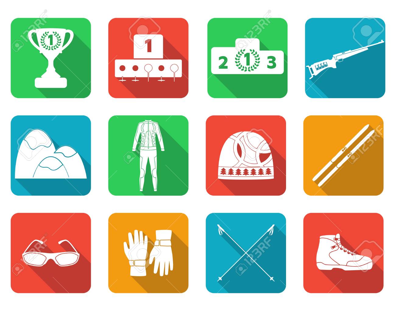 Biathlon Ensemble Déquipement Dusure Et De Chaussures Pour Le Biathlon Ciel Et Pôles De Ski De Fond Montagnes Coupe Et Podium Gagnant Tissu Et