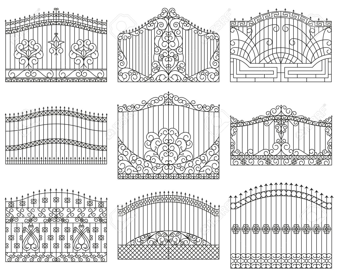Forged Gates Set Decorative Metal Gates With Swirls Arrows