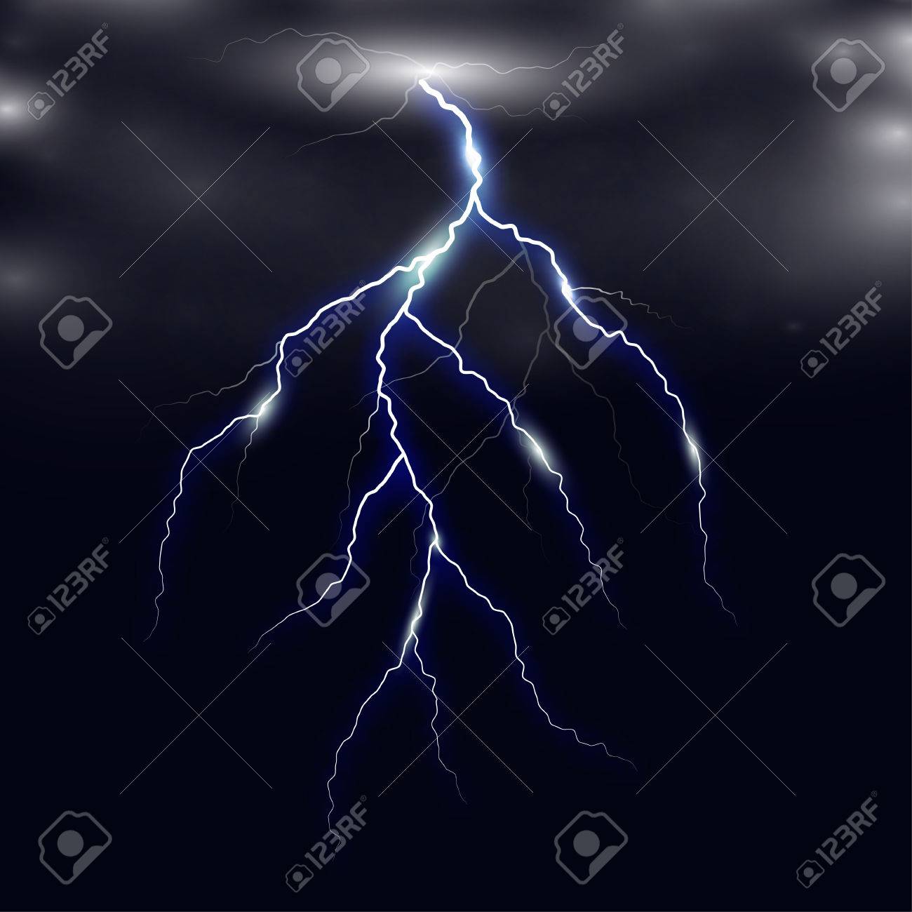 市松模様の背景に現実的な雷 明るい 電気雷 のイラスト素材 ベクタ Image