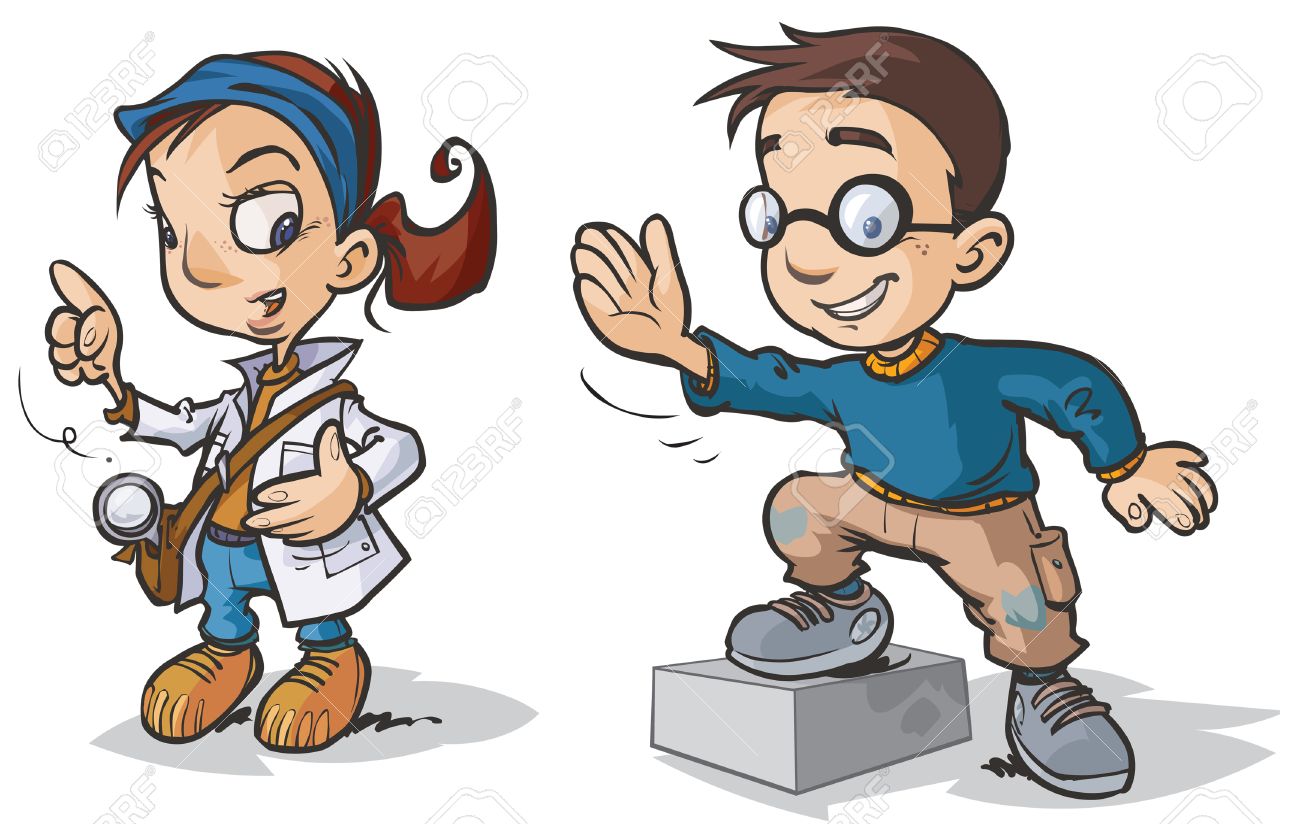smart children cartoon characters royalty free cliparts vectors