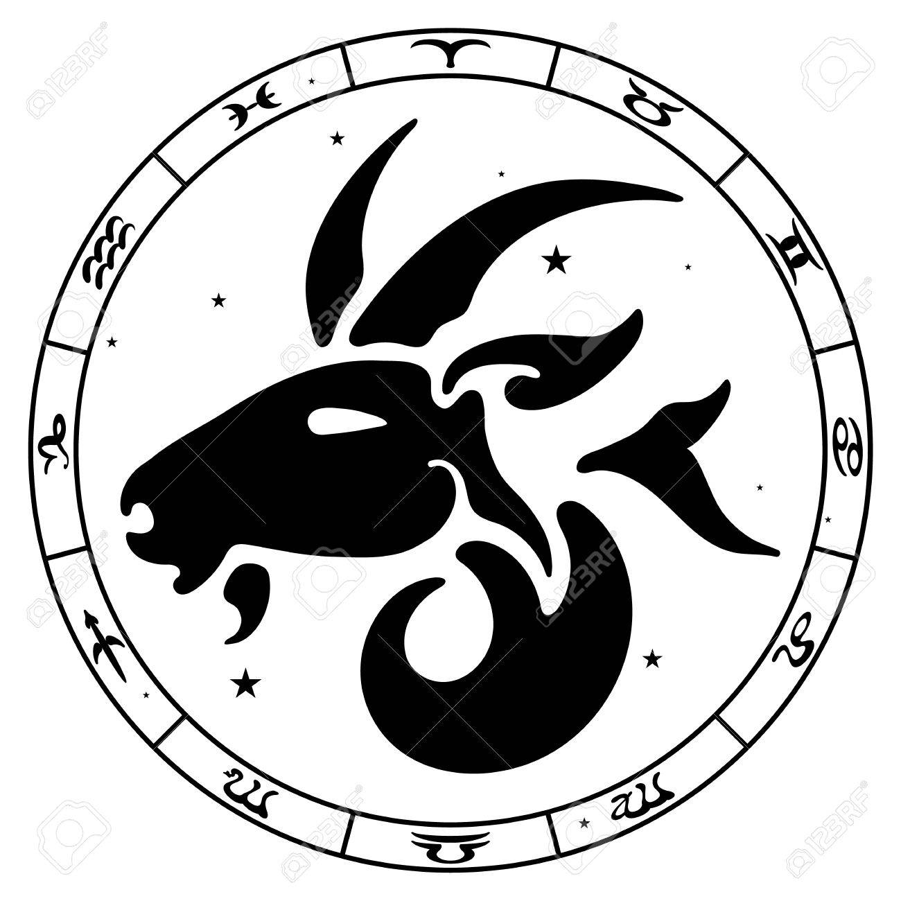 Zodiac Sign Capricorn, Vector Illustration Royalty Free SVG, Cliparts,  Vectors, and Stock Illustration. Image 46550096., image size:1300x1300