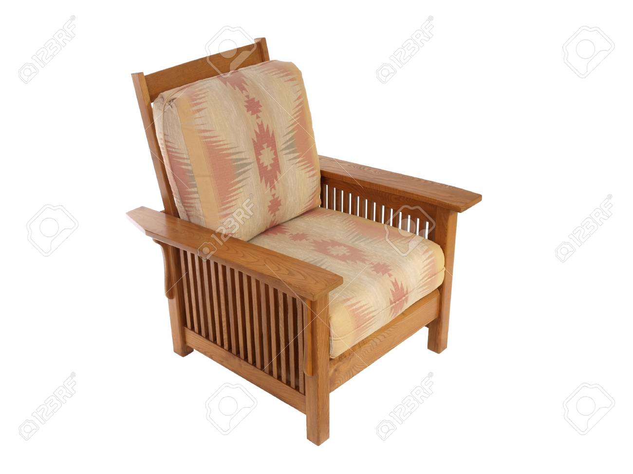 Comfortable Arts And Crafts Style Living Room Chair Stock Photo