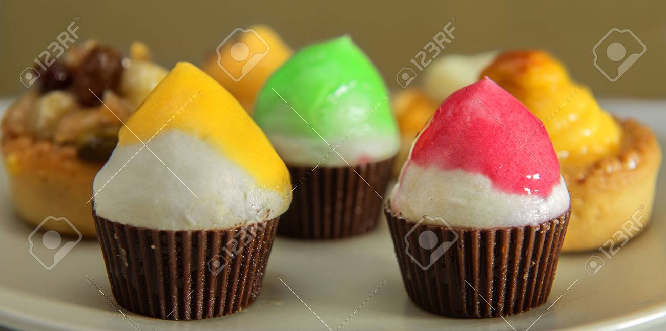 Variety Of Muffin Type Fairy Cakes Cup And Fresh Fruit Variety Of Muffin Type Fairy Cakes Cup And Fresh Fruit
