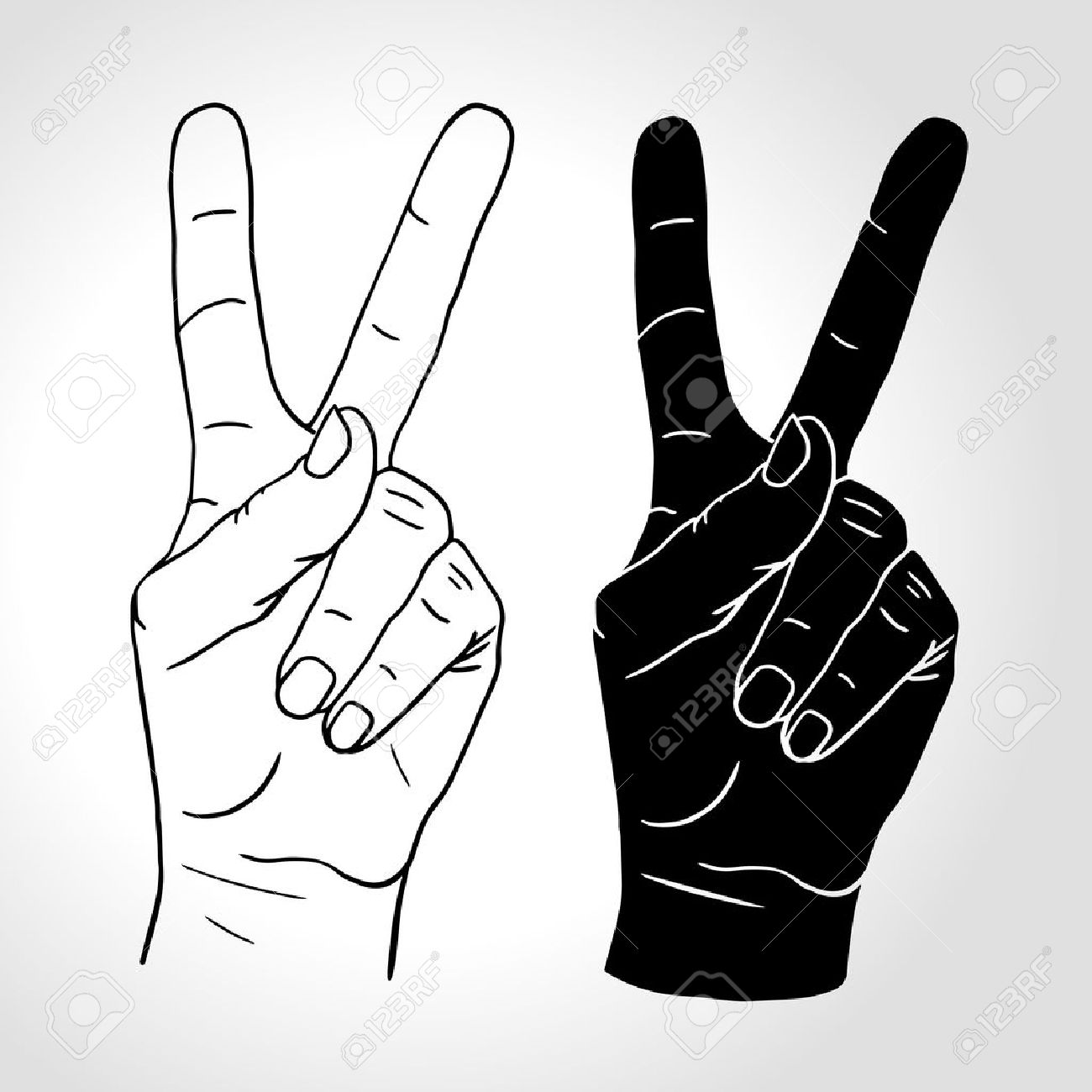 illustration: Hand with two fingers up in the peace or victory symbol. Also the sign for the letter V in sign language. Isolated on white. - 47558883 illustration: Hand with two fingers up in the peace or victory symbol. Also the sign for the letter V in sign language. Isolated on white. - 47558883