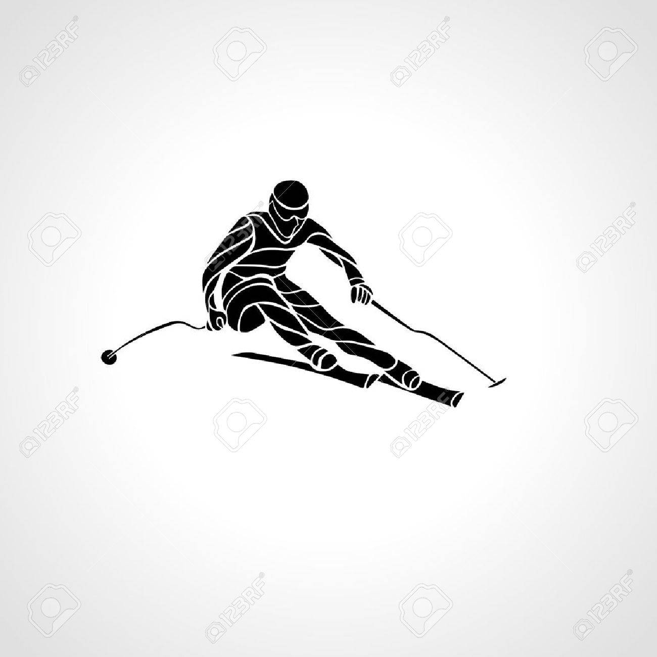 Ski downhill. Creative silhouette of the skier. Giant Slalom Ski Racer. Vector illustration - 48354689 Ski downhill. Creative silhouette of the skier. Giant Slalom Ski Racer. Vector illustration - 48354689