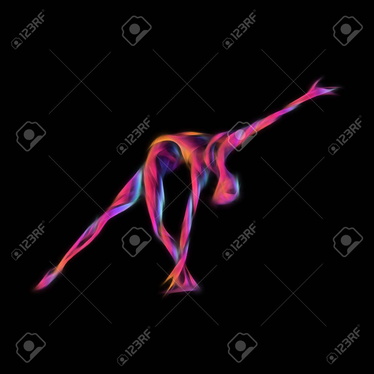 体操少女の創造的なシルエット 芸術体操ヨガ女の子 イラストやバナー テンプレート トレンディな抽象的なカラフルなネオンで黒の背景上のスタイルを波します の写真素材 画像素材 Image 体操少女の創造的なシルエット 芸術体操ヨガ女の子 イラストやバナー テンプレート トレンディな抽象的なカラフルなネオンで黒の背景上のスタイルを波します の写真素材 画像素材 Image