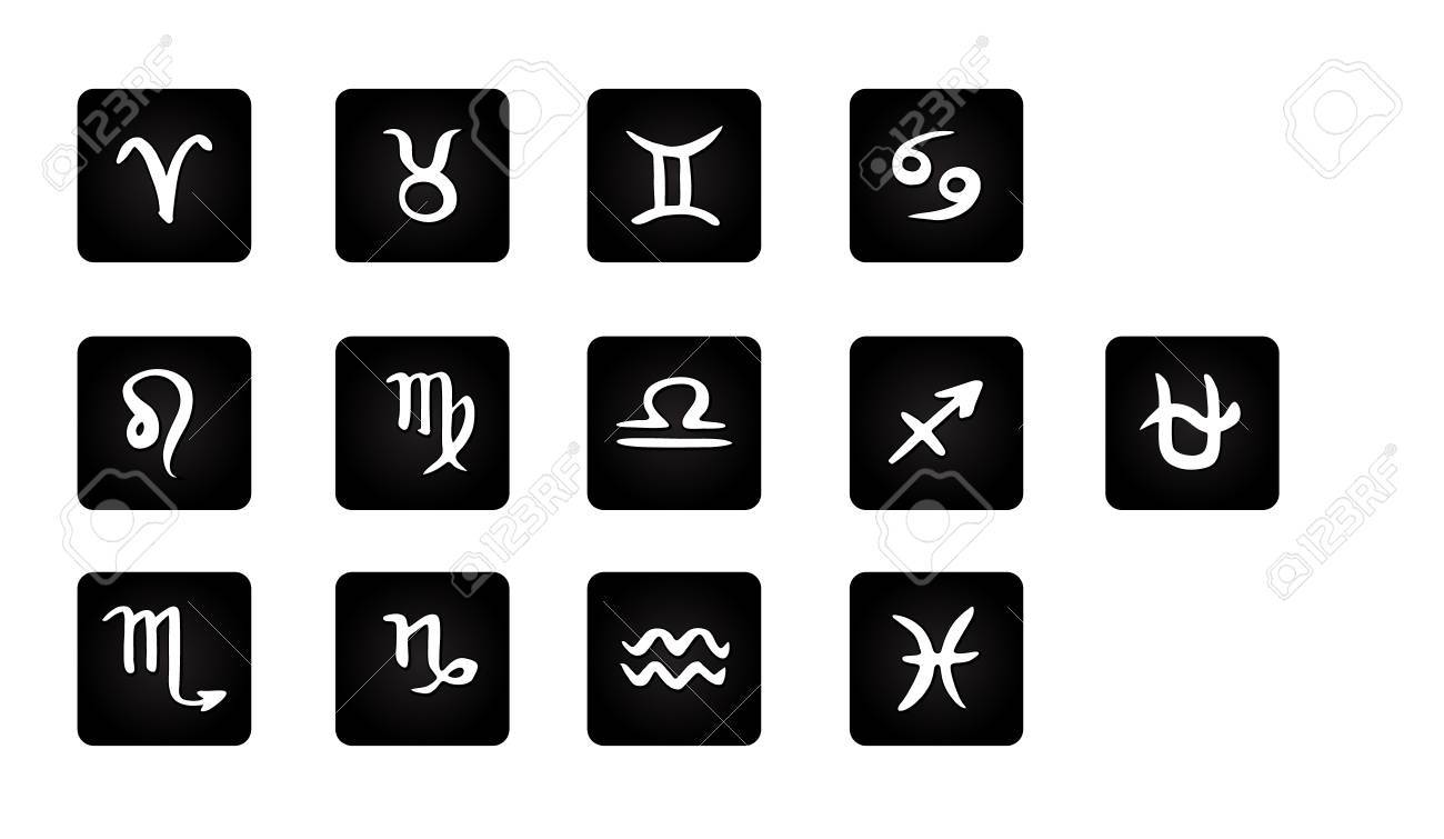 黄道十二宮 アイコンのセットです 星占いの星座 天文学のシンボル 新しい 13 星座へびつかい座に署名します 星座 黄道帯の記号です サーペント無記名 手描きの背景イラストのイラスト素材 ベクタ Image 6175