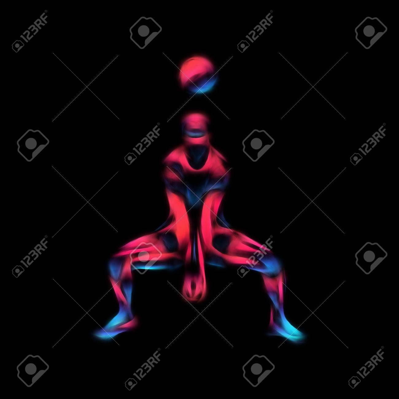 バレーボール選手は フィードを受信します 抽象的なバレーボール プレーヤー通行人位置のシルエット クリップアートの図 8 の写真素材 画像素材 Image