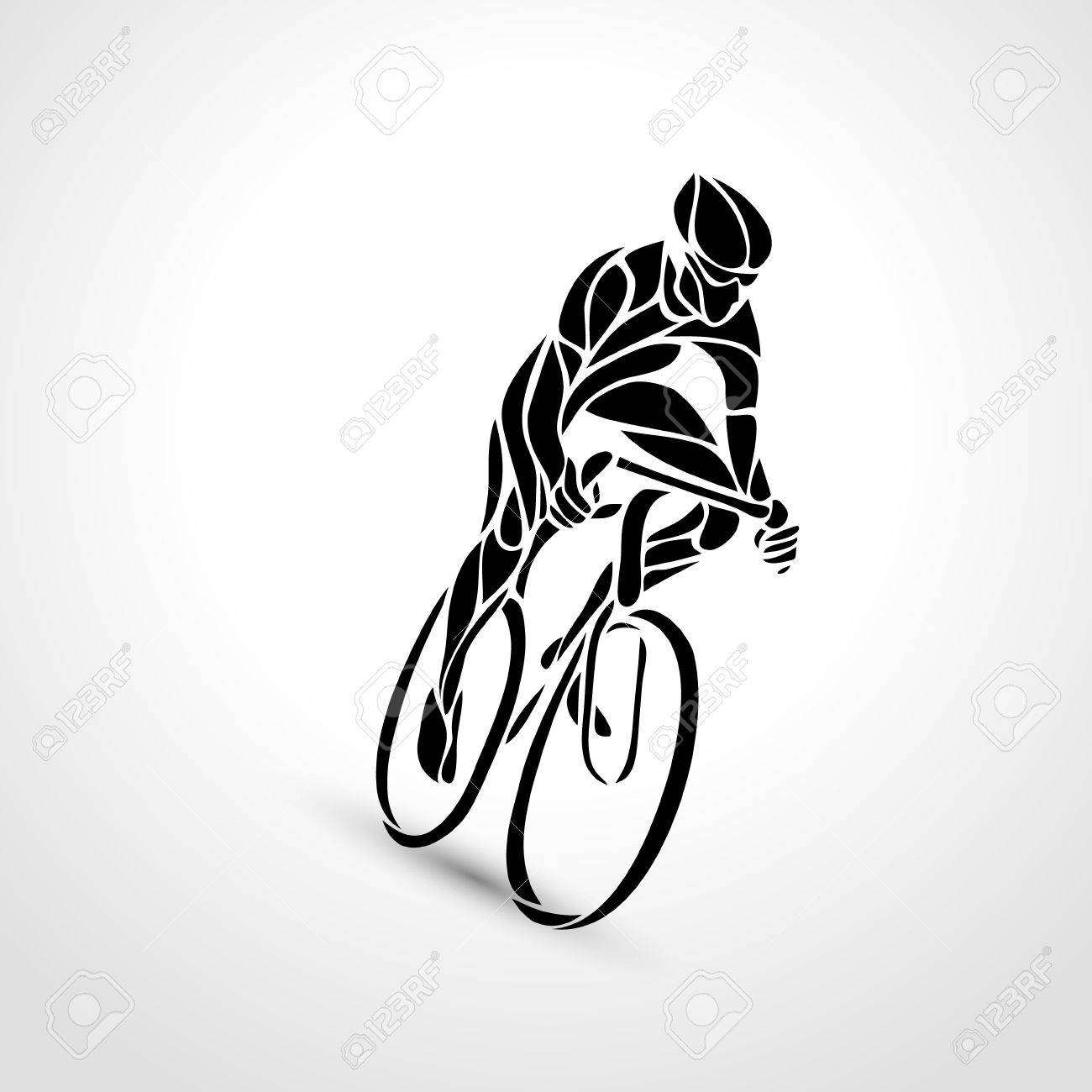 Abstract creative silhouette of bicyclist. Black cyclist wave style logo. Front view. Vector illustration of bike - 67829241 Abstract creative silhouette of bicyclist. Black cyclist wave style logo. Front view. Vector illustration of bike - 67829241