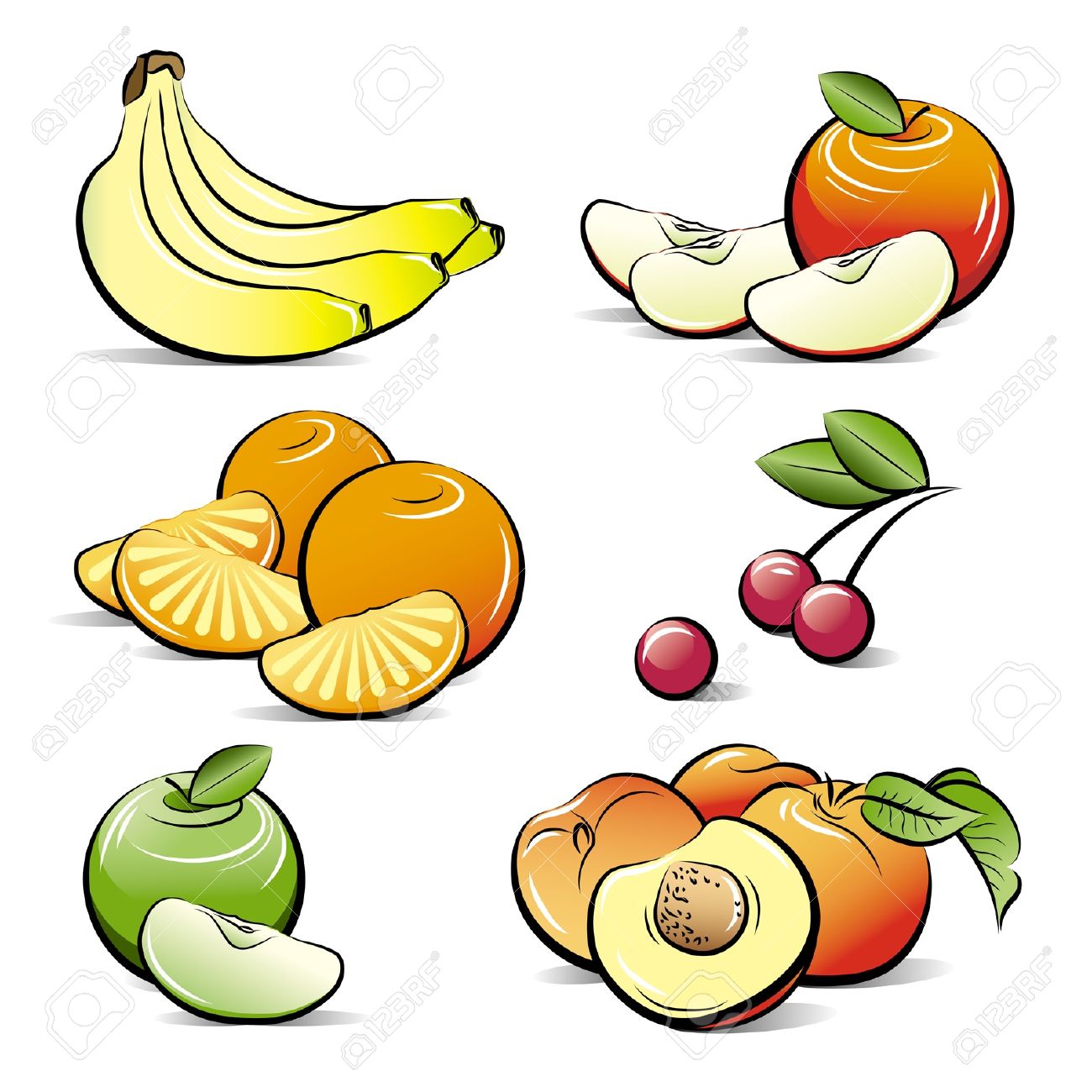 Dessin Ensemble De Differents Fruits De Couleur Clip Art Libres De Droits Vecteurs Et Illustration Image 1285