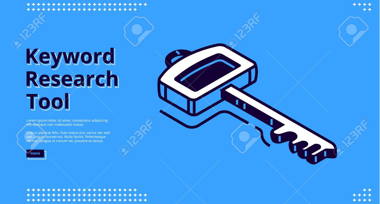 Keyword Research Tool Banner With Isometric Icon On Blue Background Royalty Free Cliparts Vectors And Stock Illustration Image