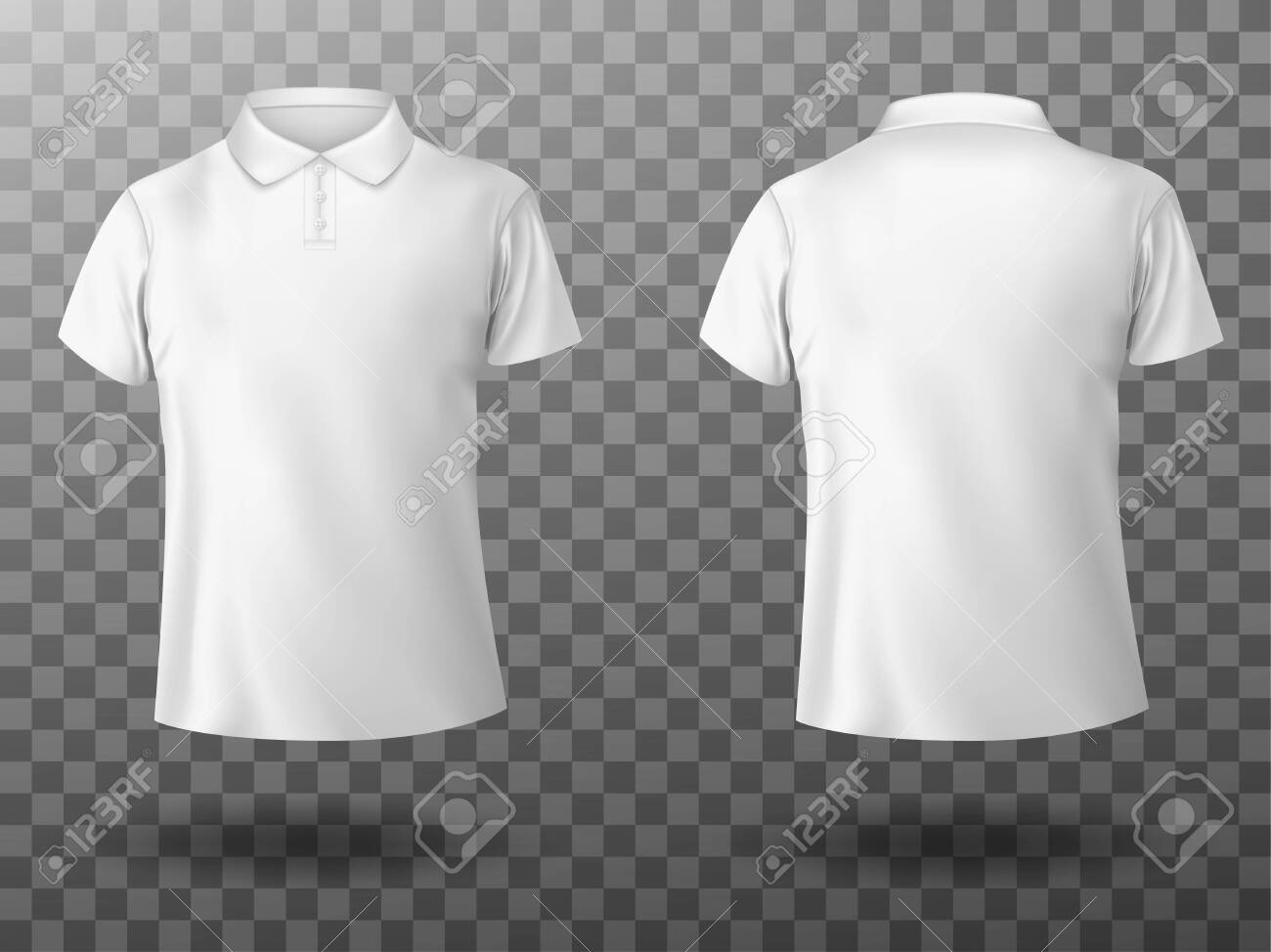 Download Men White Polo Shirt Front And Back View Vector Realistic Mockup Royalty Free Cliparts Vectors And Stock Illustration Image 149896563