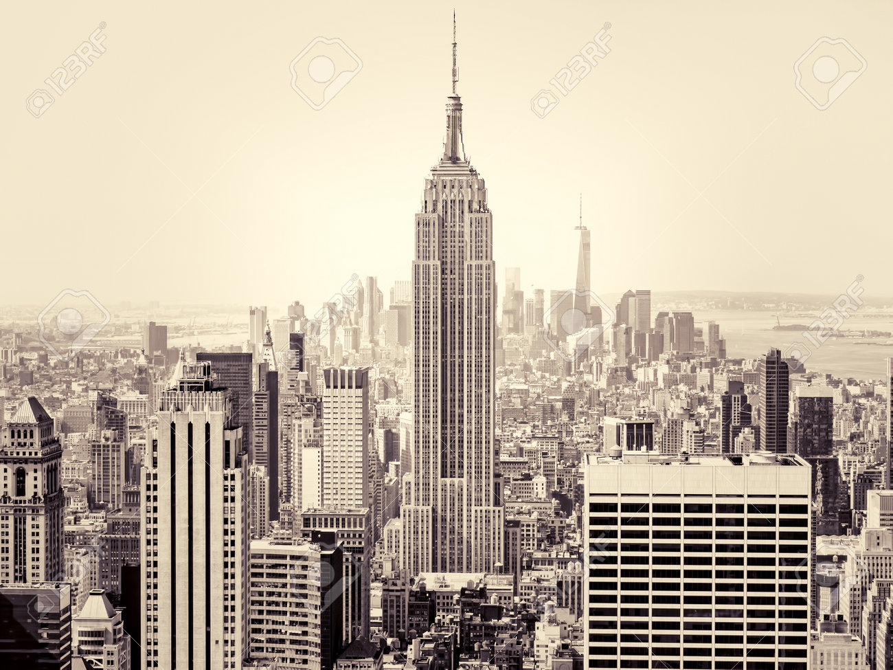 Aerial view of New York City with the Empire State Building on the foreground - 45213771 Aerial view of New York City with the Empire State Building on the foreground - 45213771