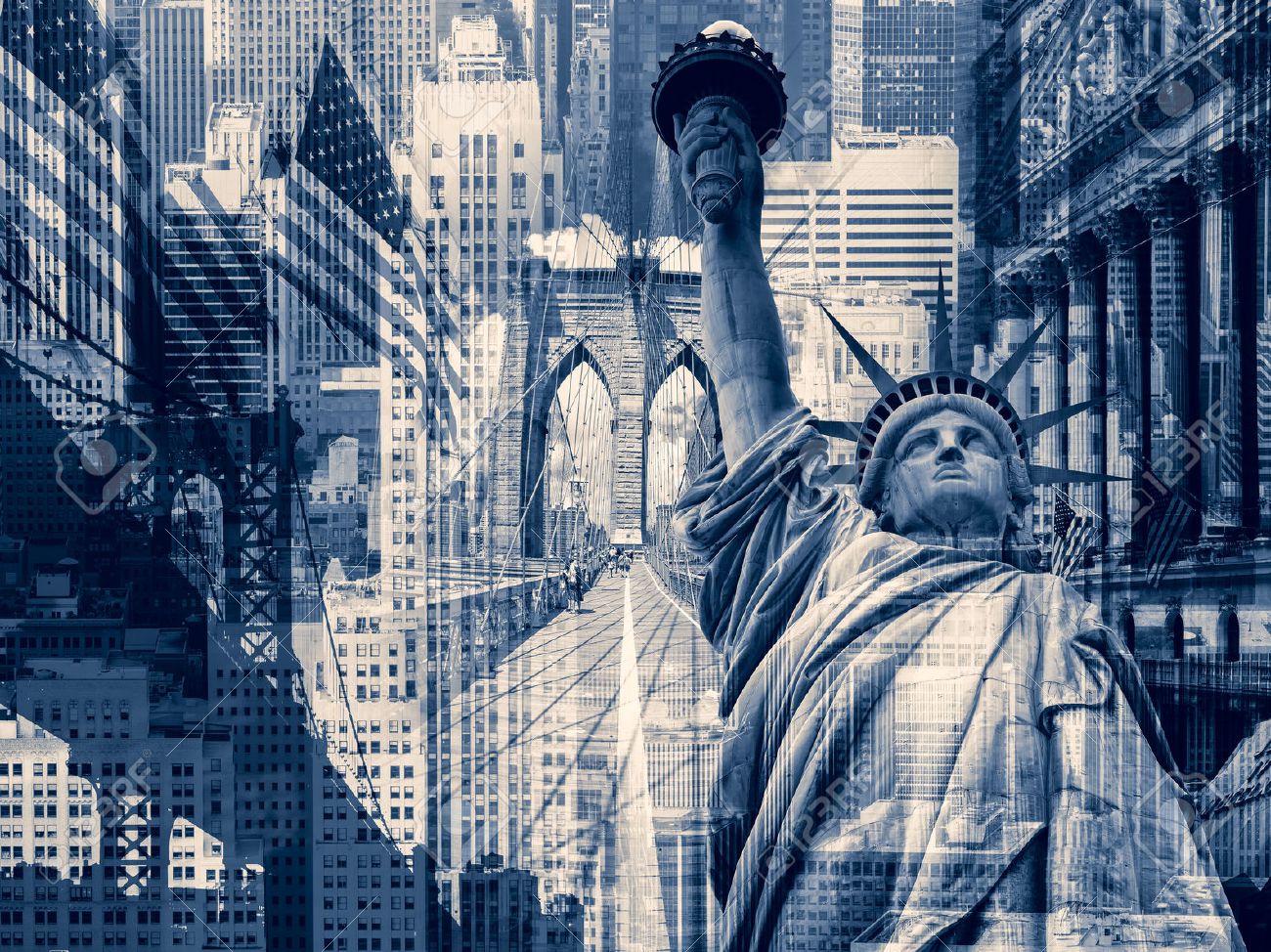 New York City, United States of America - Decorative collage containing several New York landmarks - 49170707 New York City, United States of America - Decorative collage containing several New York landmarks - 49170707