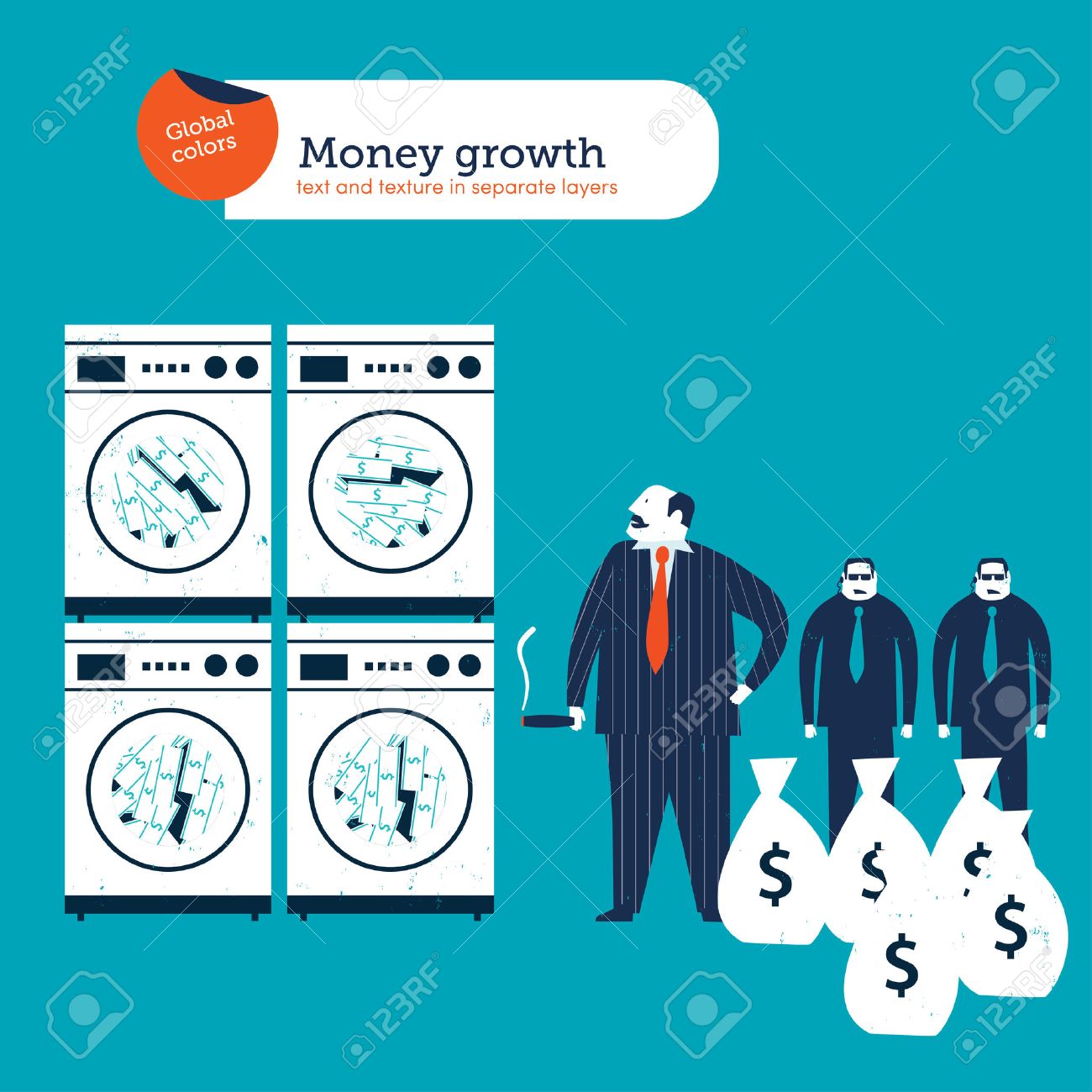 gangster and money laundering vector illustration global colors