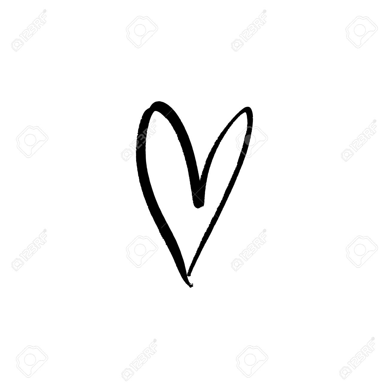 Hand Draw Ink Simple Cute Heart Illustration. Love Symbol. Decor ...