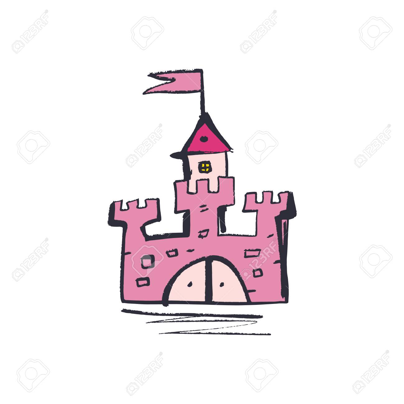Rapunzel Tower. Hand Drawn Sketch Doodle Pink Princess Magic Castle Art  Royalty Free SVG, Cliparts, Vectors, and Stock Illustration. Image  115940595., image size:1300x1300
