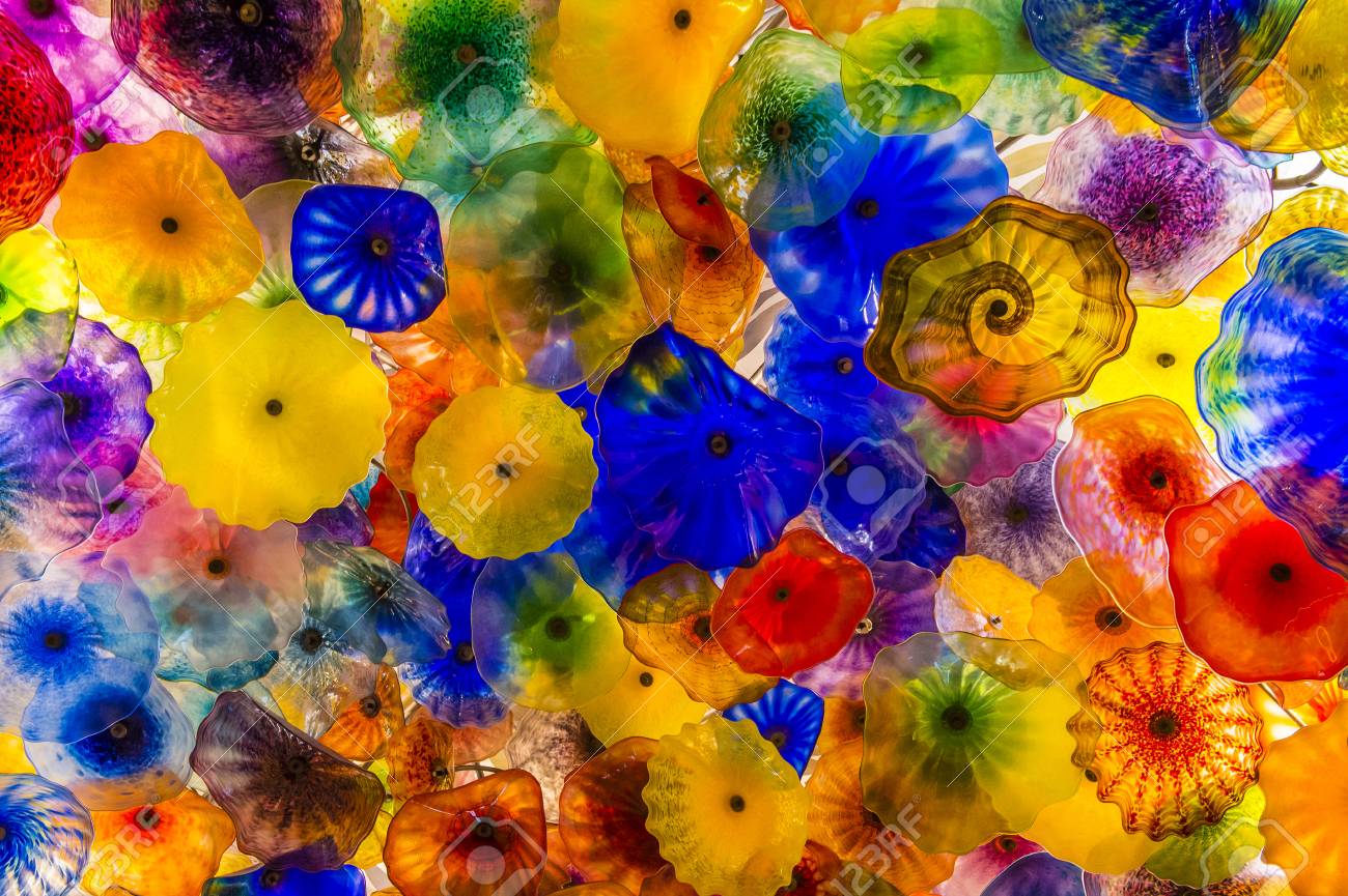 Las Vegas May 21 The Hand Blown Glass Flower Ceiling At The