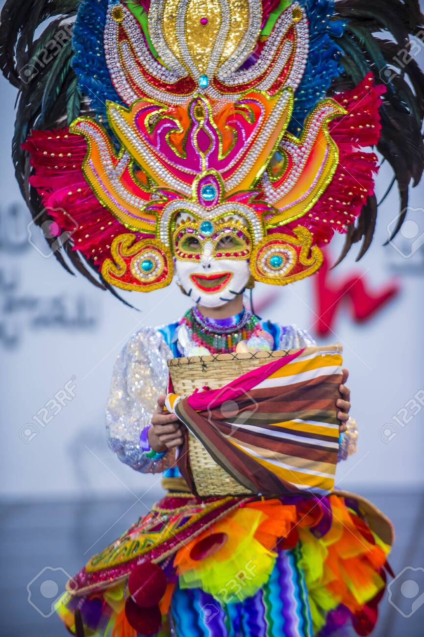 ANDONG , SOUTH KOREA - OCT 01 : Filipino Dancer From The Masskara Festival  Of Bacolod Perform At The Maskdance Festival Held In Andong South Korea On  October 01 2018 Stock Photo,, image size:865x1300