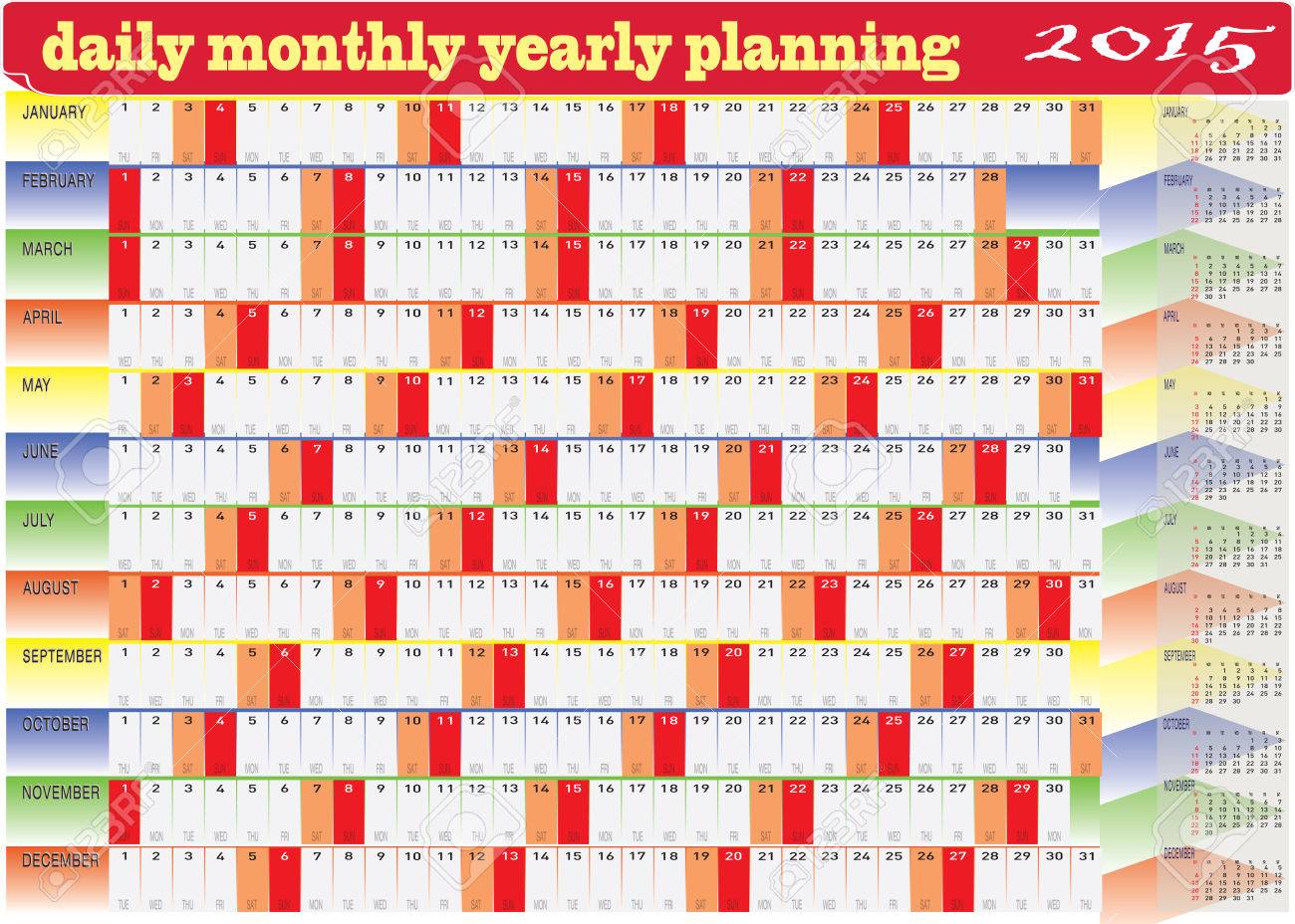 vector of planning chart of daily monthly yearly 2015 calendar calendar daily 2015