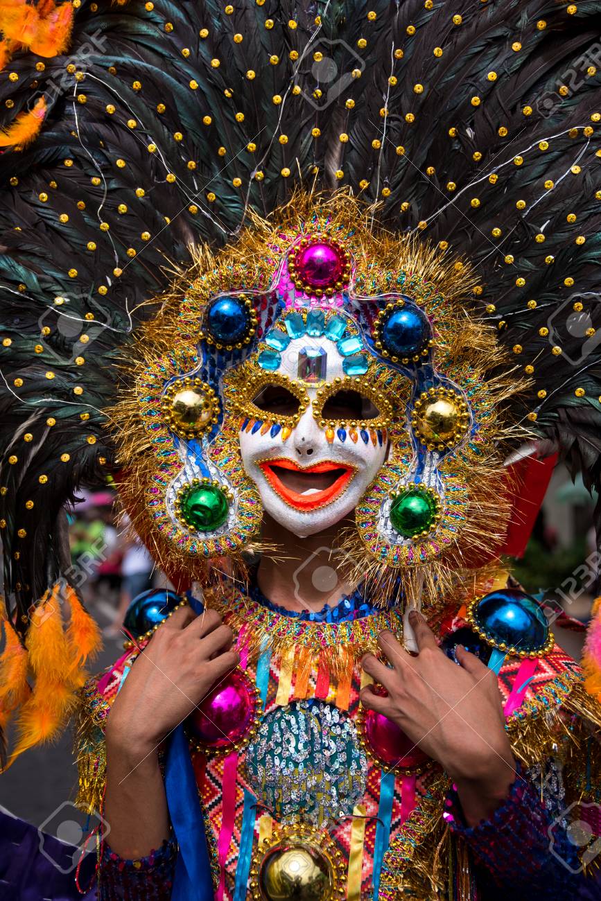 Parade Of Colorful Smiling Mask At 2018 Masskara Festival, Bacolod City,  Philippines. Stock Photo, Picture and Royalty Free Image. Image 111728433., image size:867x1300