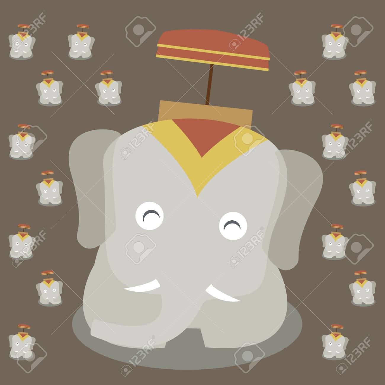 タイの象笑顔漫画のイラスト素材 ベクタ Image