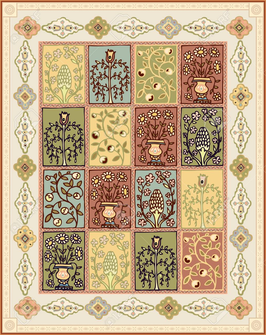National Oriental Colored Turkish Carpet Stock Vector National Oriental Colored Turkish Carpet Stock Vector