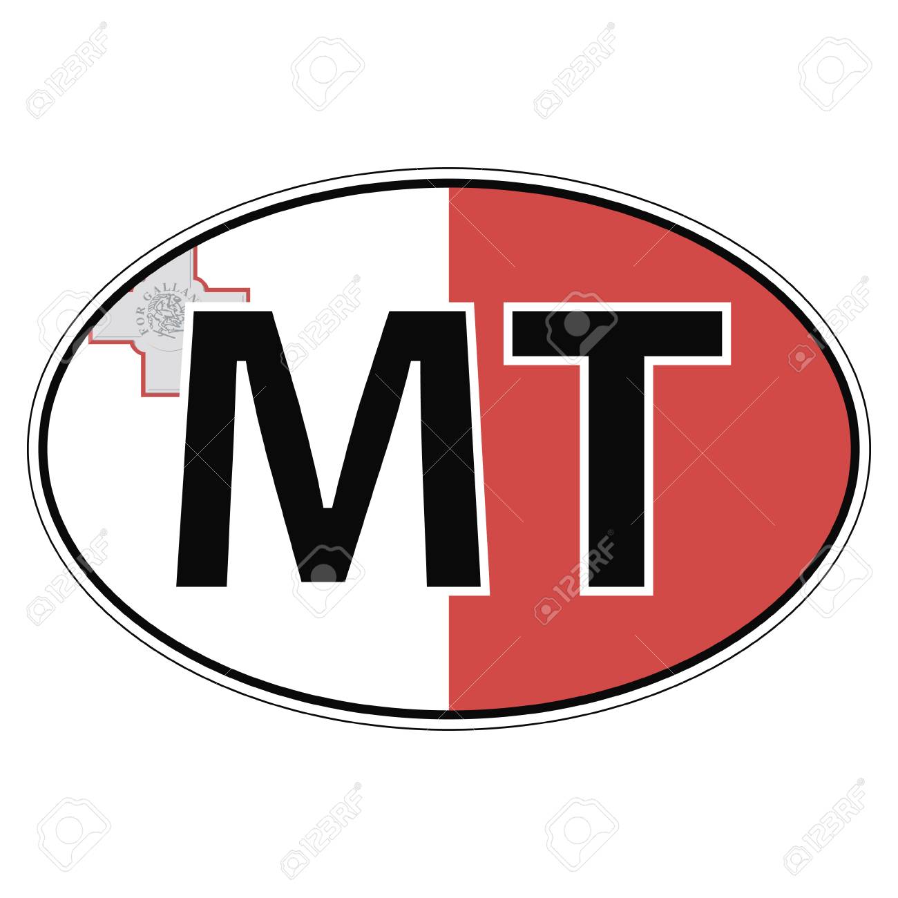 車の楕円形 楕円 印刷用 Mt の碑文のベクトル フラグ マルタまたは言語ボタンのウェブサイトのデザインのステッカー のイラスト素材 ベクタ Image