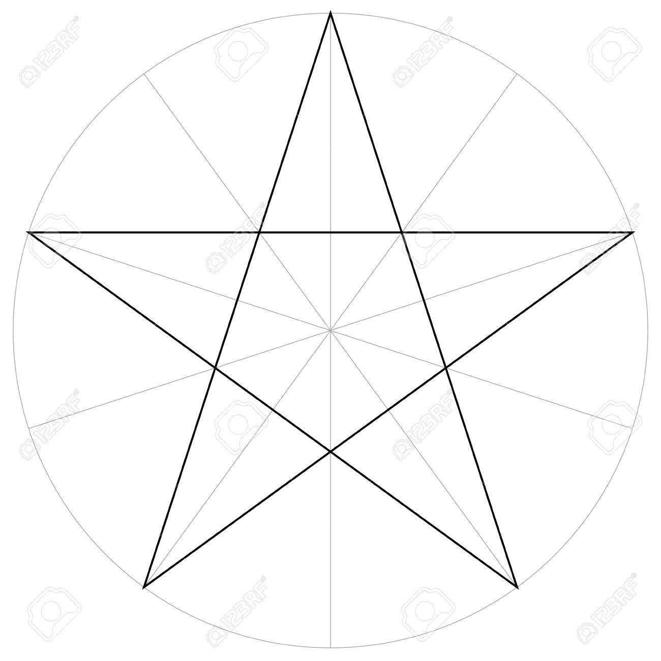 correct form shape template of the geometric shape of the pentagram