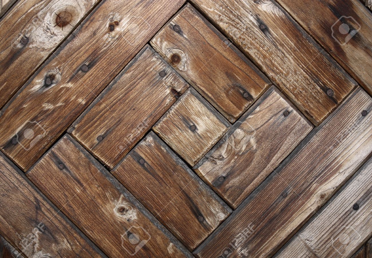Wooden Pattern In The Diamond Shaped Built From Wooden Planks