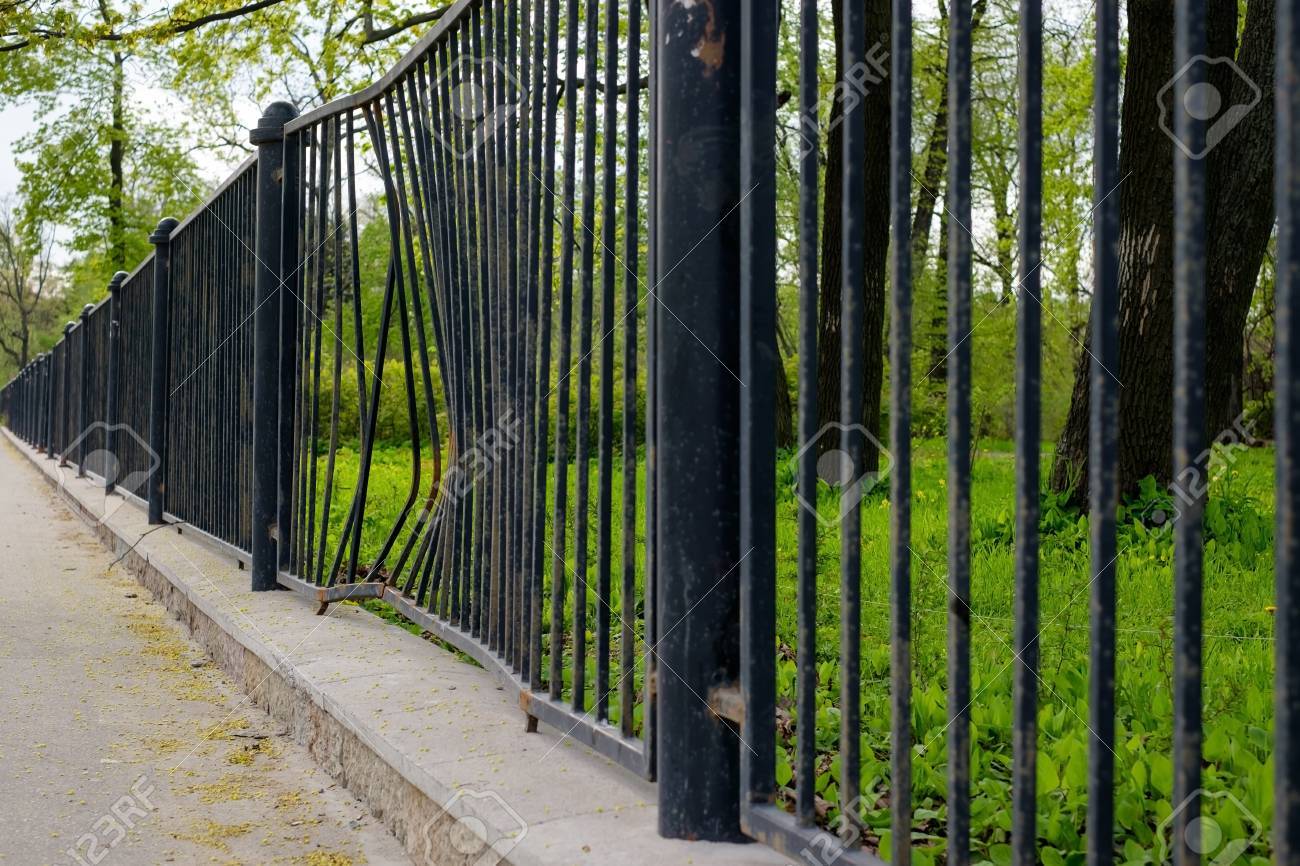 The Bent Fence After The Accident Stock Photo Picture And Royalty Free Image Image 79729208