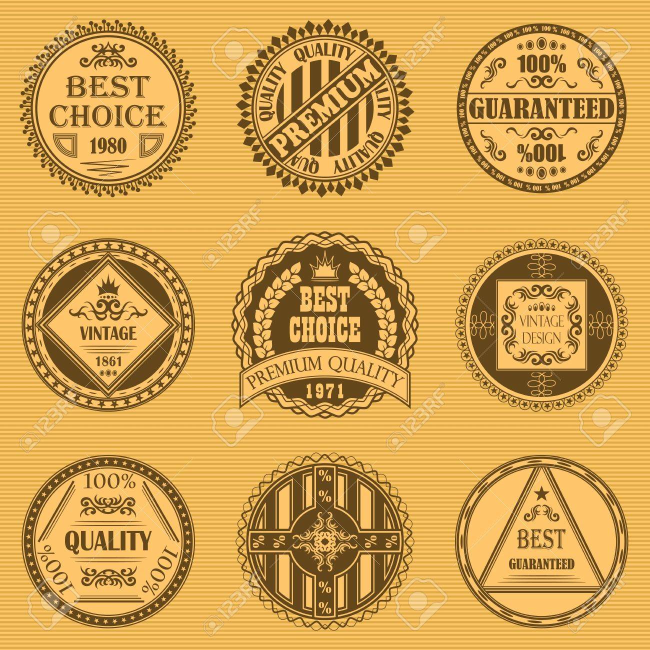 Vector Set Of Round Labels Vintage Design Retro Style Vintage Labels Royalty Free Cliparts Vectors And Stock Illustration Image