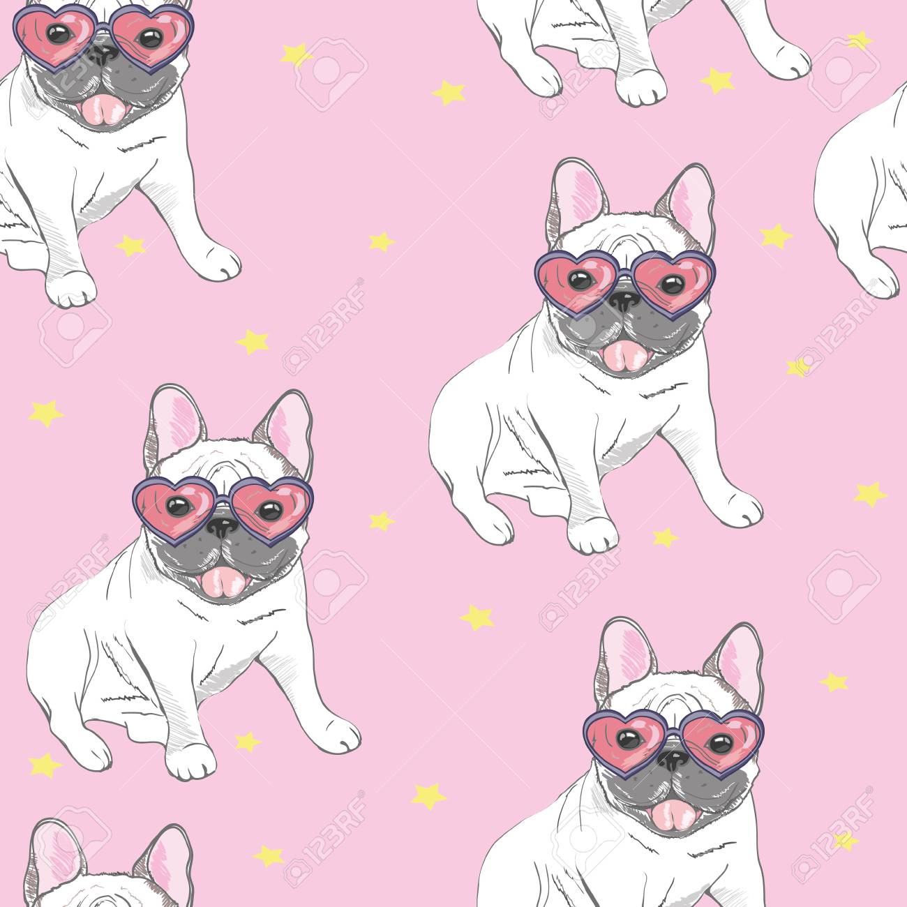 Character design pattern background of head bulldog.Doodle style on green blue. - 94516370 Character design pattern background of head bulldog.Doodle style on green blue. - 94516370