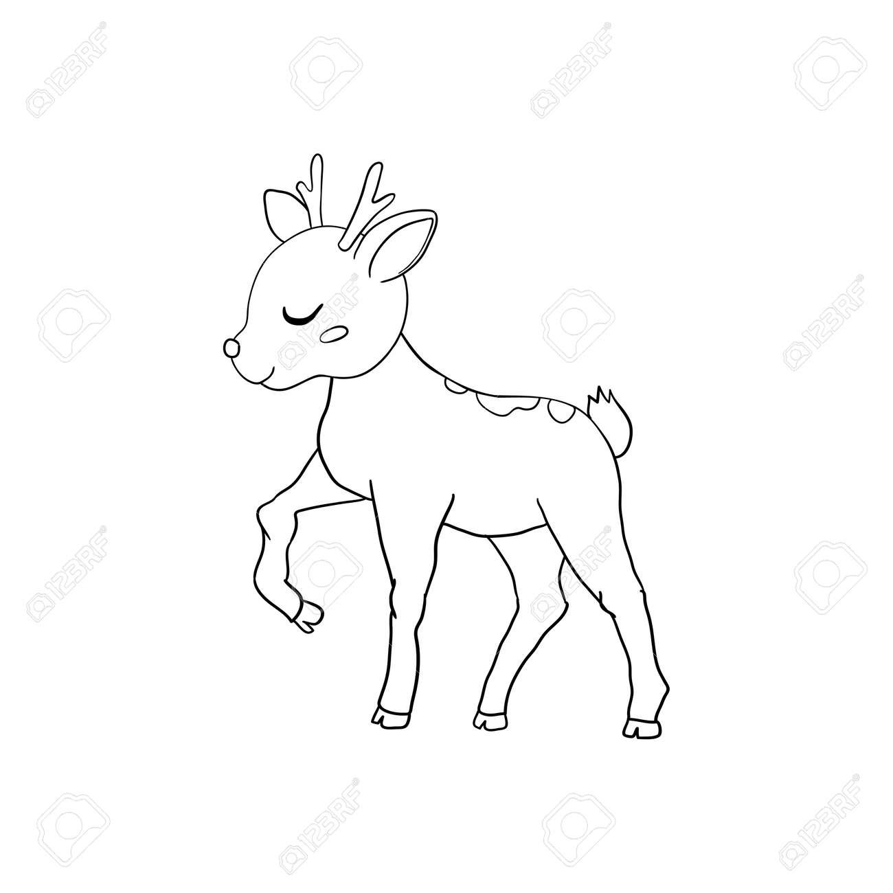 Hand-drawn Sketch of an Isolated Little Deer Black and White Cartoon Vector Illustration for Coloring Book-Drawn Vector - 168291269 Hand-drawn Sketch of an Isolated Little Deer Black and White Cartoon Vector Illustration for Coloring Book-Drawn Vector - 168291269