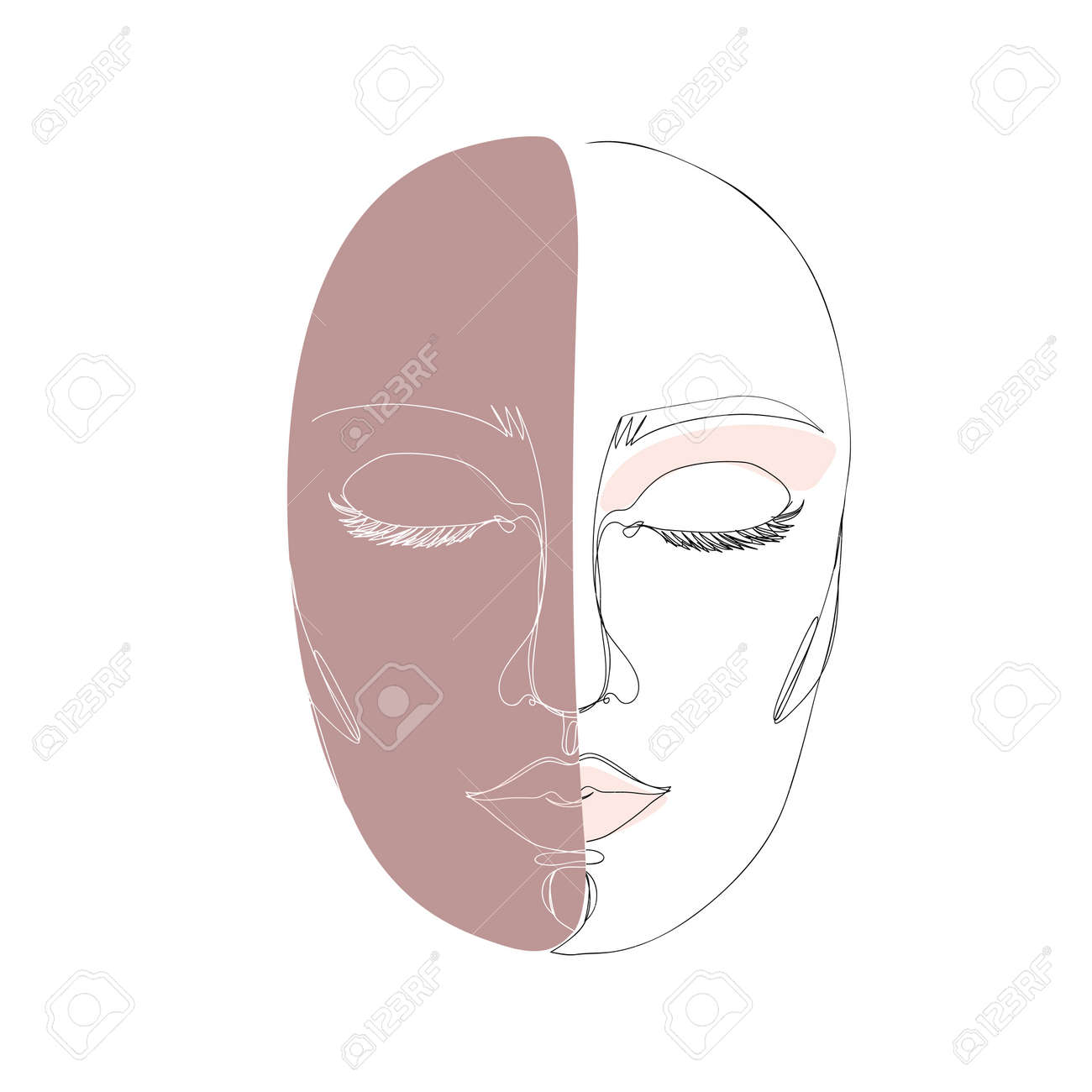 Abstract minimalistic linear sketch. Woman's face. Vector hand drawn illustration - 168291340 Abstract minimalistic linear sketch. Woman's face. Vector hand drawn illustration - 168291340