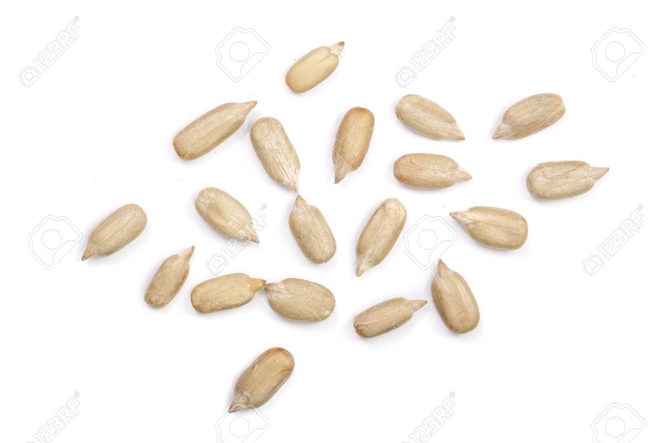 Peeled Sunflower seeds isolated on white background. Top view . - 90882533 Peeled Sunflower seeds isolated on white background. Top view . - 90882533