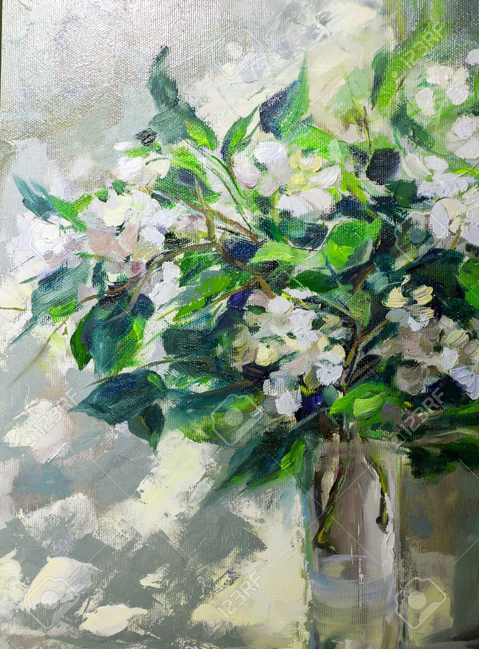 キャンバス油絵 専用 3つの花びんと2つの窓 印象派静物画 キャンバス