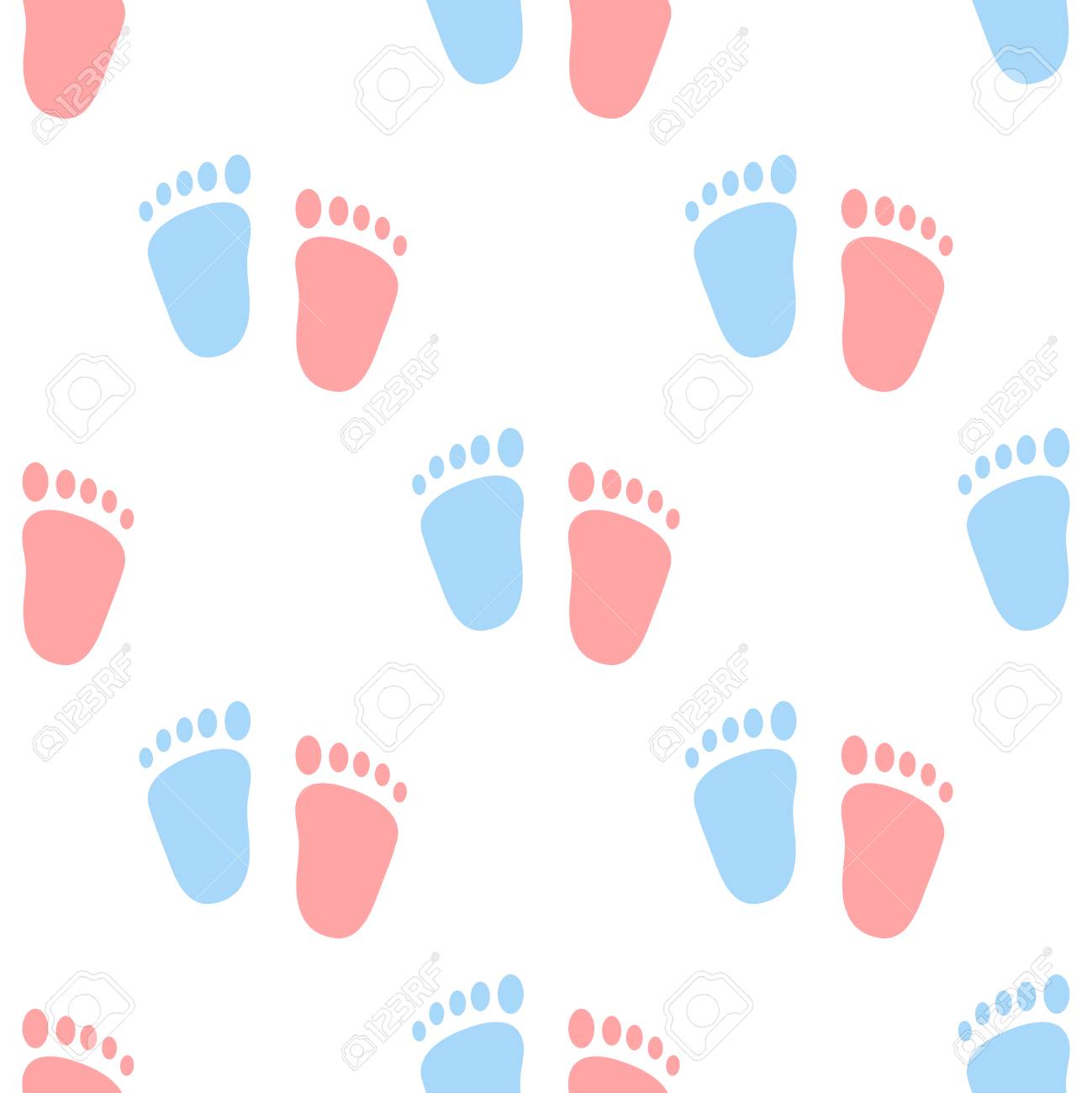 pink and blue footprints