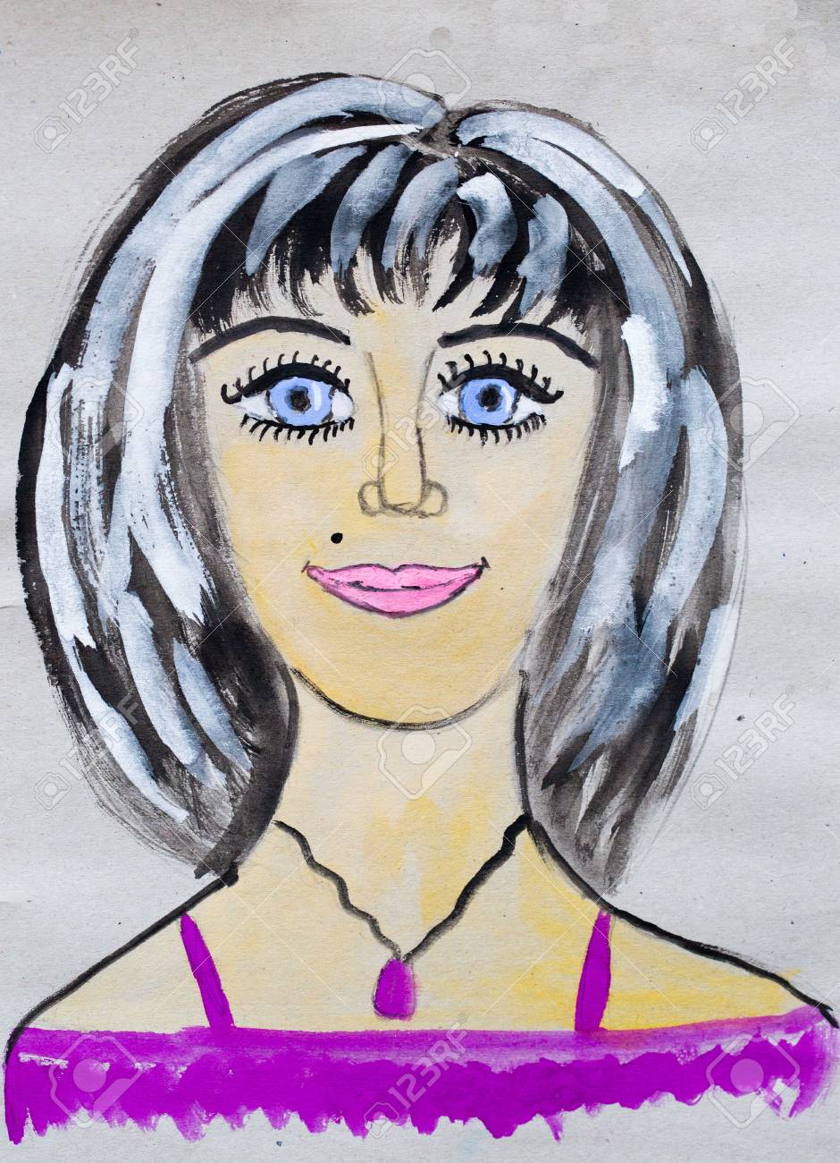 鉛筆イラスト女の子 の写真素材 画像素材 Image