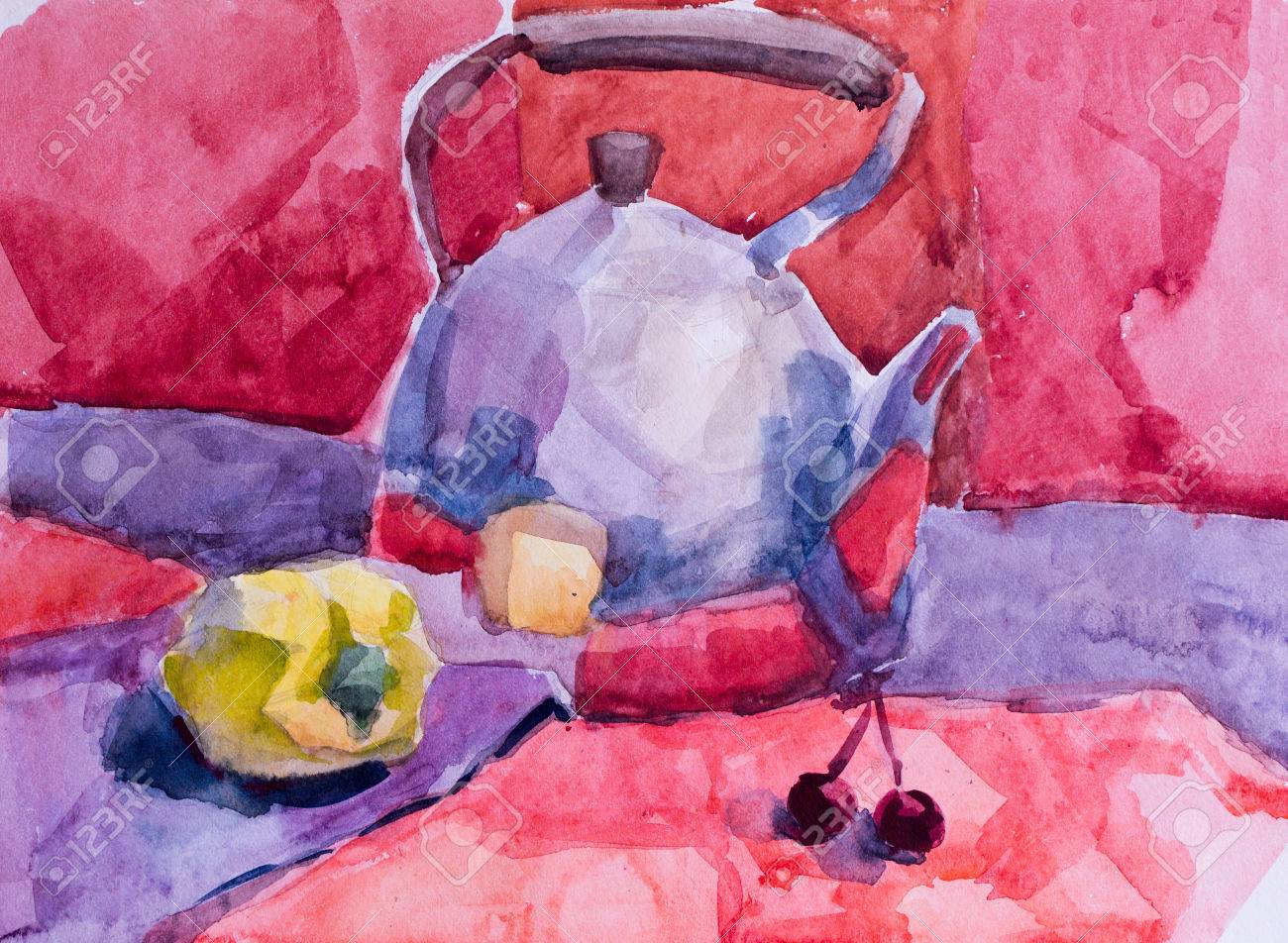 静物画を描く水彩画の写真素材・画像素材 Image 78099547