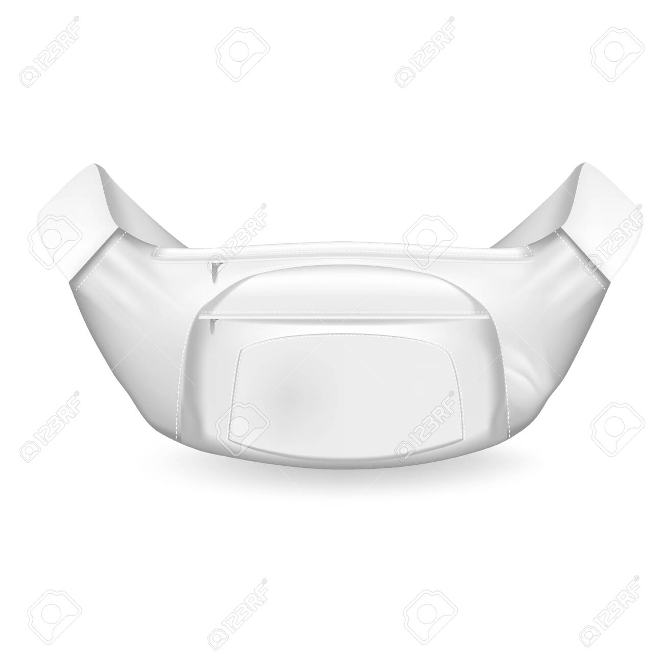 Waist bag. Modern mockup white waist bag with elegant protruding zip pocket built in center fashionable sports design sports travel close ups realistic graphics. Vector mockup style. - 146696972 Waist bag. Modern mockup white waist bag with elegant protruding zip pocket built in center fashionable sports design sports travel close ups realistic graphics. Vector mockup style. - 146696972