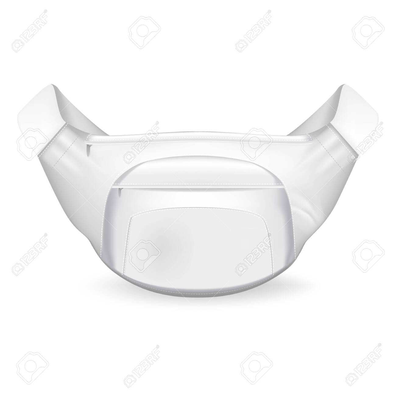Waist bag. Modern mockup white waist bag with elegant protruding zip pocket built in center fashionable sports design sports travel close ups realistic graphics. Vector mockup style. - 147106368 Waist bag. Modern mockup white waist bag with elegant protruding zip pocket built in center fashionable sports design sports travel close ups realistic graphics. Vector mockup style. - 147106368