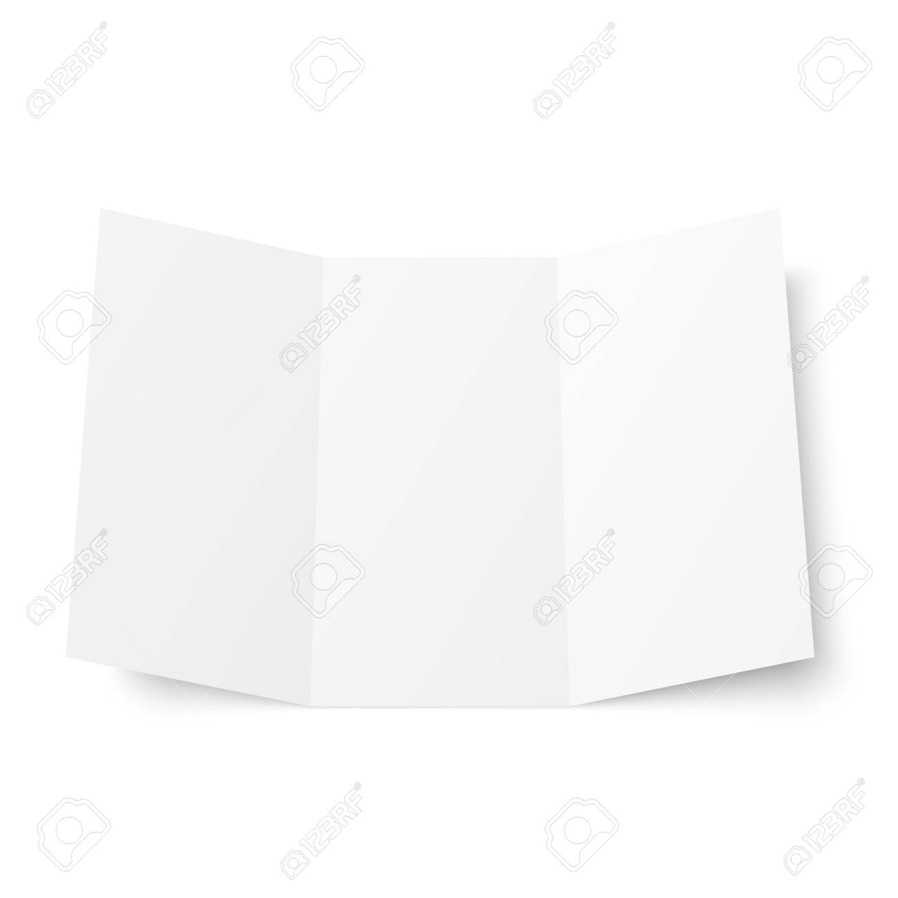 vector vector blank white trifold booklet opened on white background front side tri folded paper sheet in a4 mock up of empty cover or flyer isolated