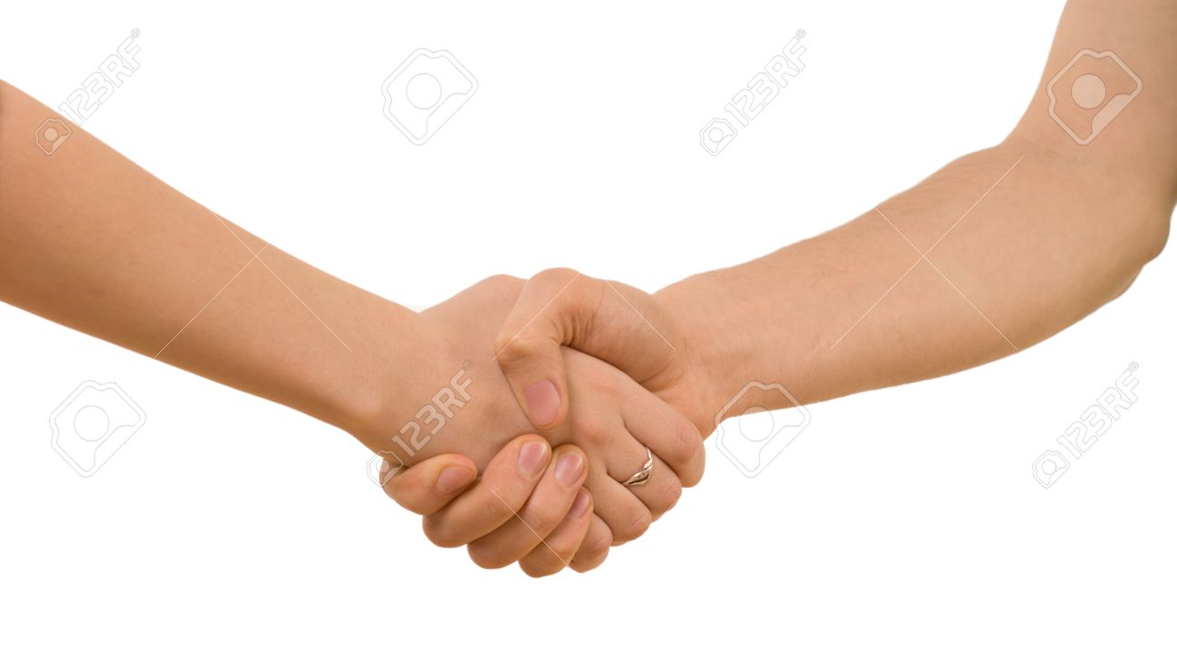 Young Man And Woman With Bare Arms Shaking Hands Clasping Each Other Tightly Closeup View Young Man And Woman With Bare Arms Shaking Hands Clasping Each Other Tightly Closeup View
