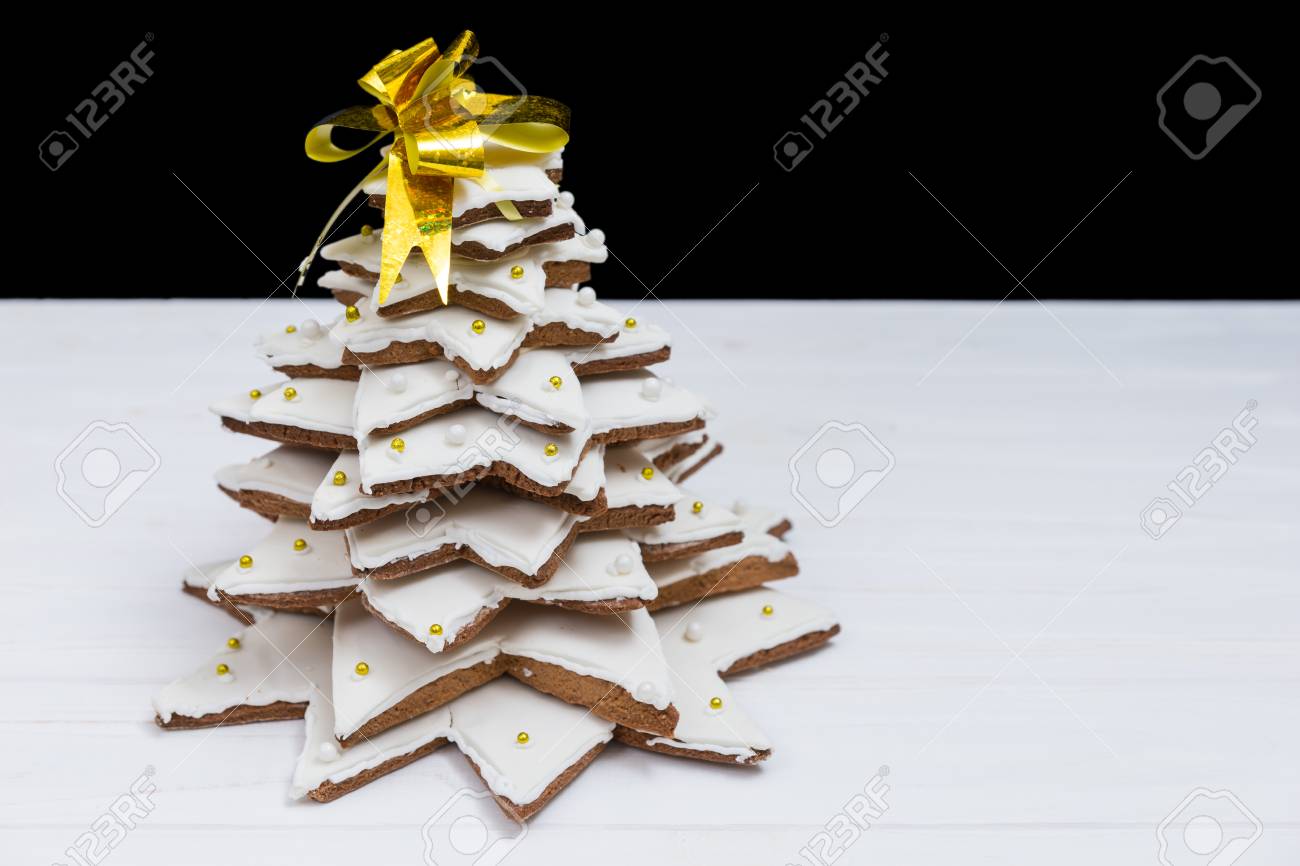 Vue De Dessus De L Adorable Arbre De No L Pain D Pice Maison Sur Un Vue De Dessus De L Adorable Arbre De No L Pain D Pice Maison Sur Un