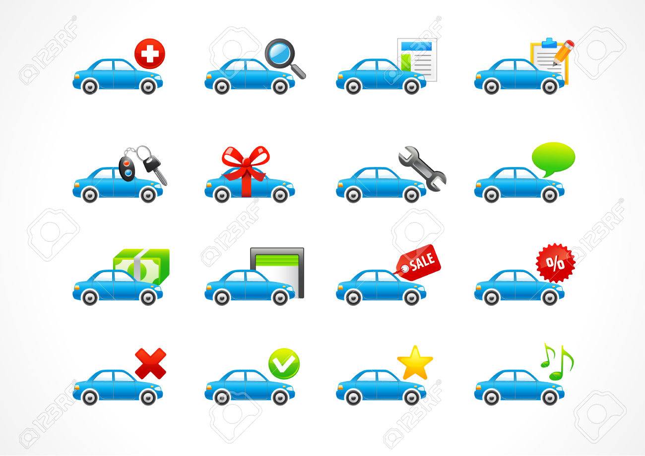 set of interface vector icons for cars service or lease business buy or lease a car for business