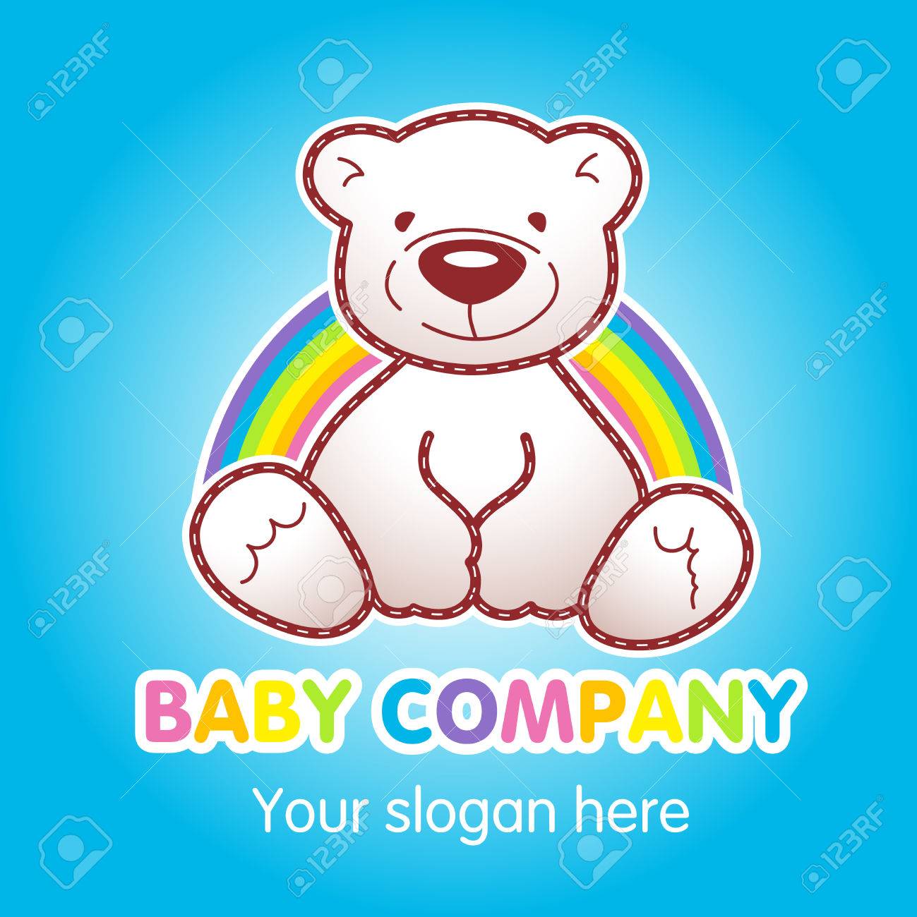 Goods For Kids Top Store Vector Logo Toy Animated Baby Bear Sitting Under Rainbow Goods For Kids Top Store Vector Logo Toy Animated Baby Bear Sitting Under Rainbow